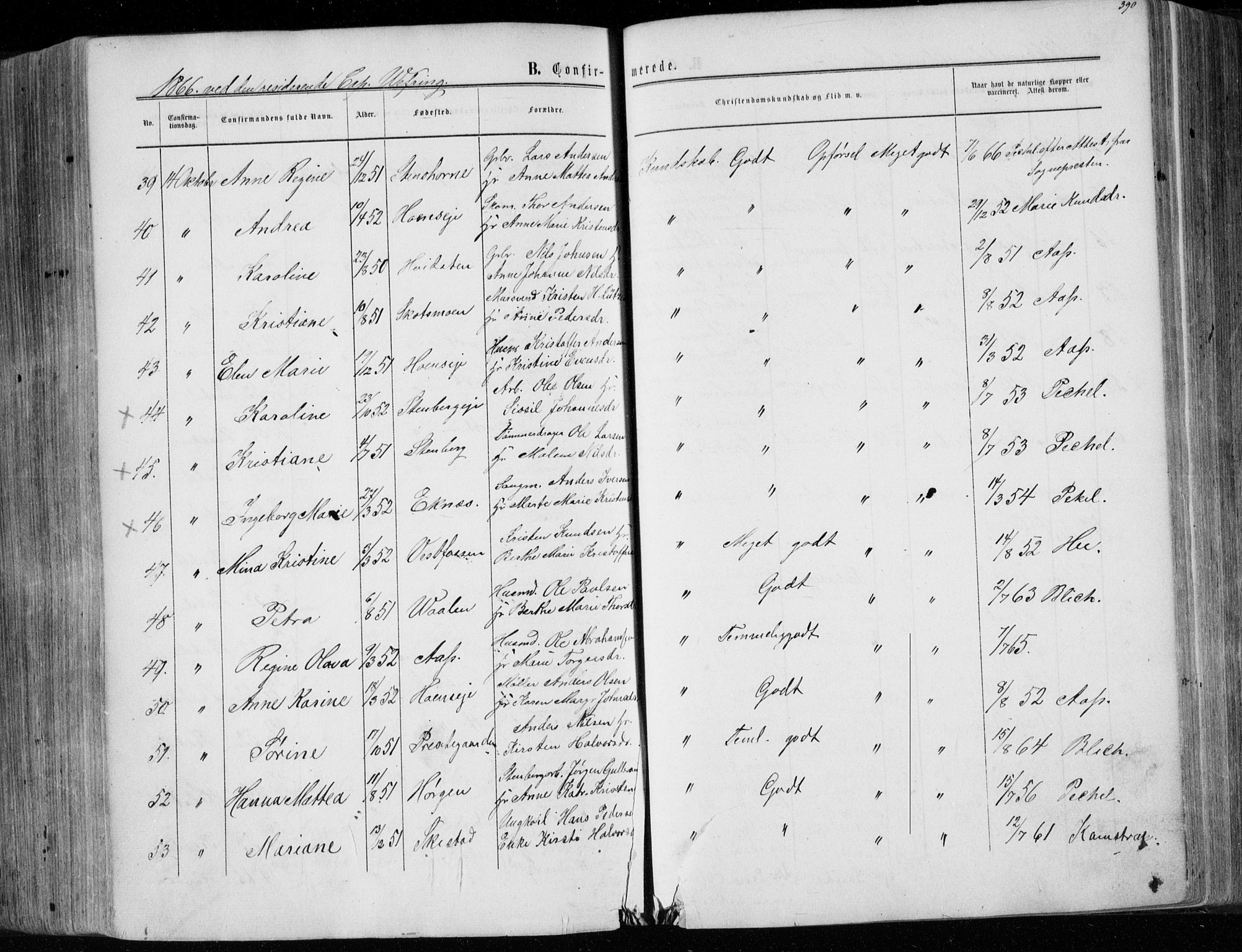 Eiker kirkebøker, AV/SAKO-A-4/F/Fa/L0016: Parish register (official) no. I 16, 1860-1868, p. 390