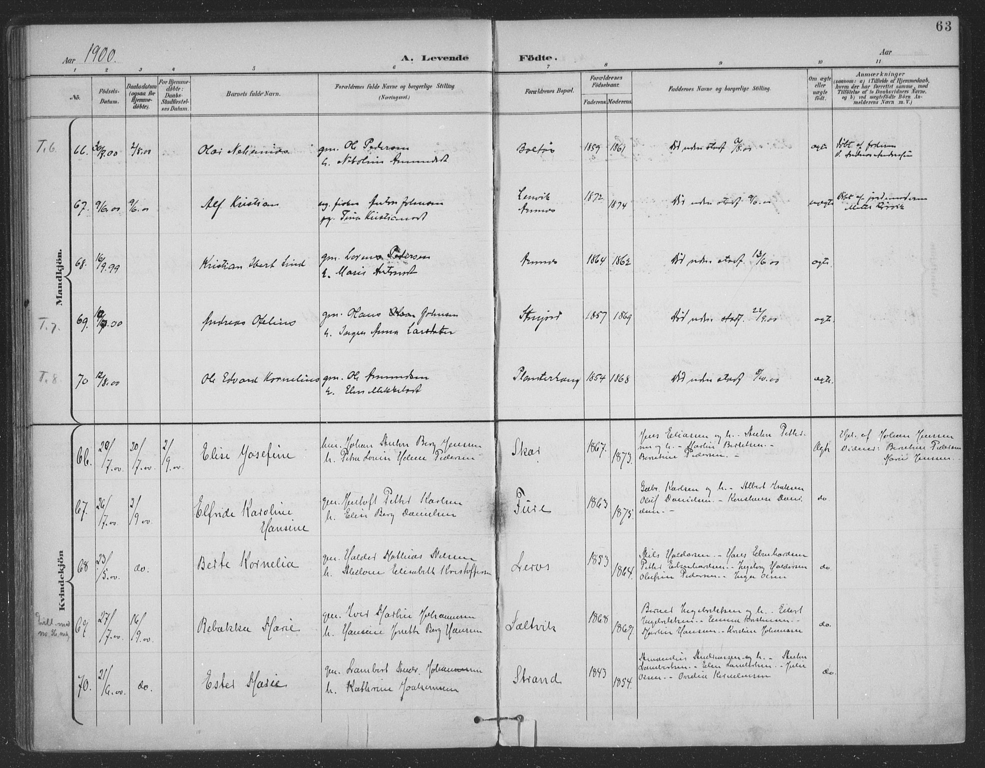 Ministerialprotokoller, klokkerbøker og fødselsregistre - Nordland, AV/SAT-A-1459/863/L0899: Parish register (official) no. 863A11, 1897-1906, p. 63