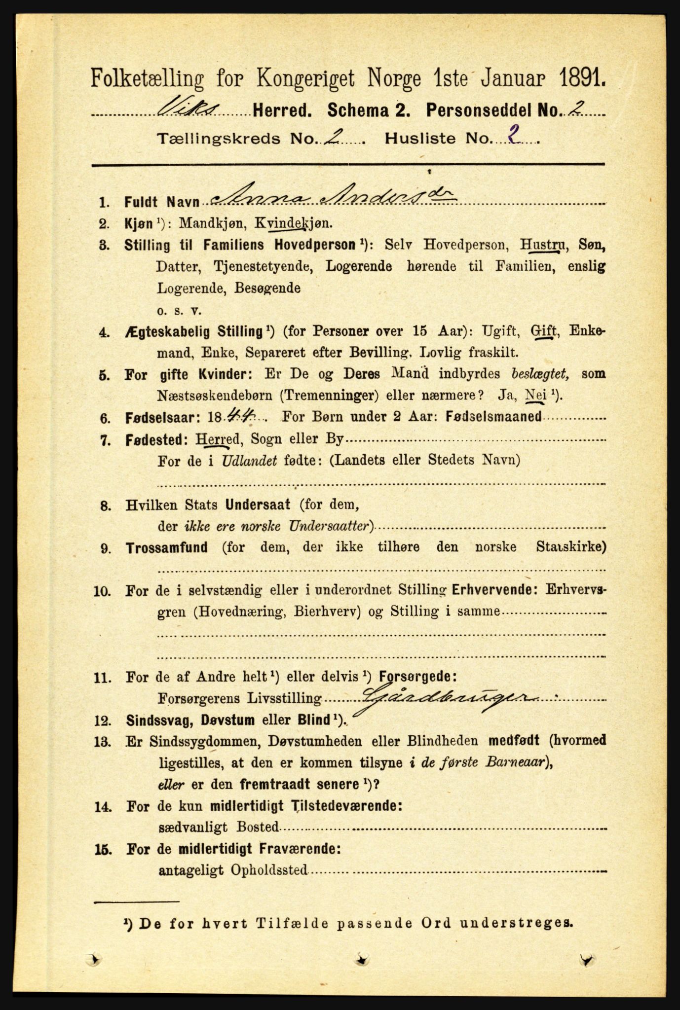 RA, 1891 census for 1417 Vik, 1891, p. 715