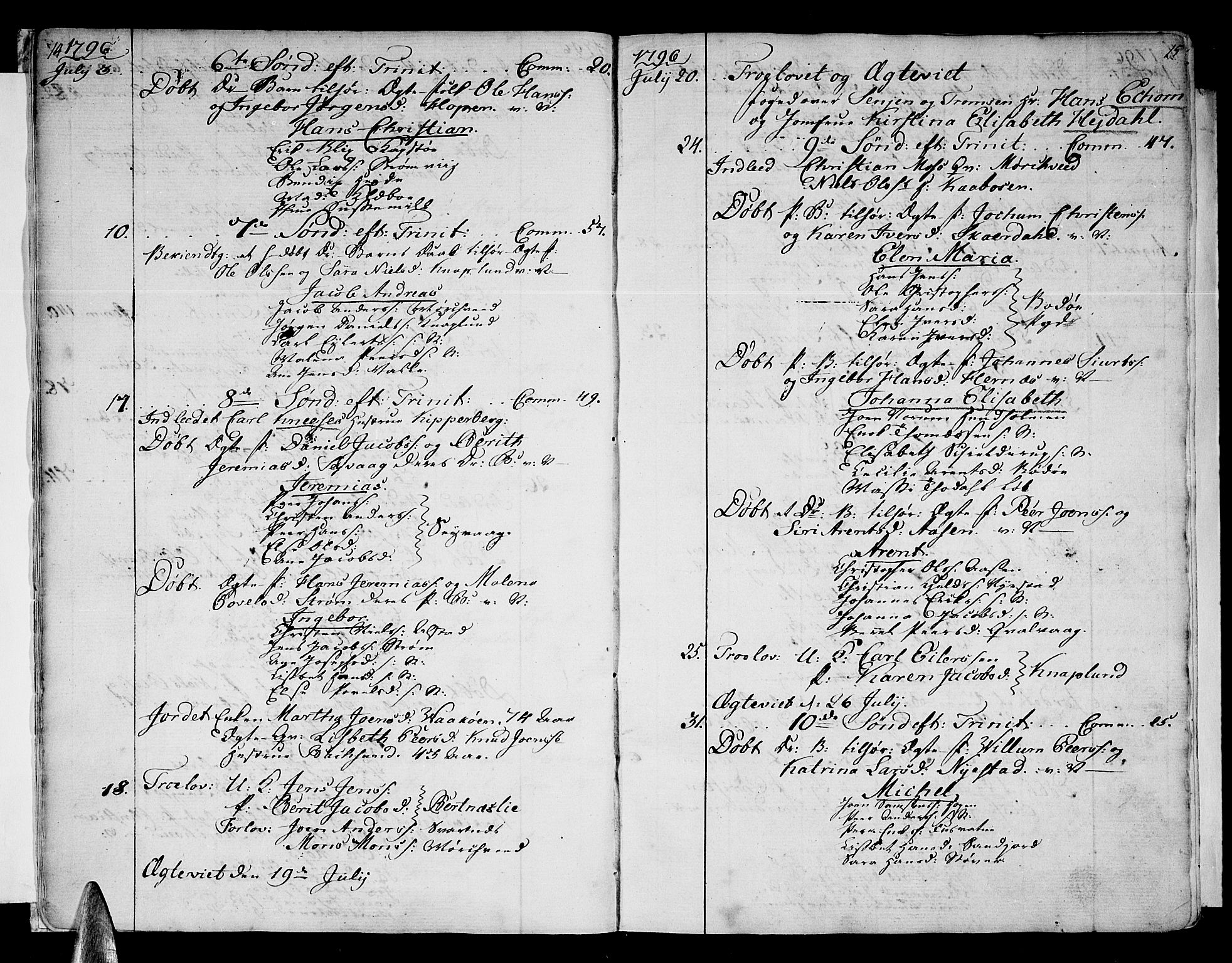 Ministerialprotokoller, klokkerbøker og fødselsregistre - Nordland, SAT/A-1459/801/L0004: Parish register (official) no. 801A04, 1796-1817, p. 14-15
