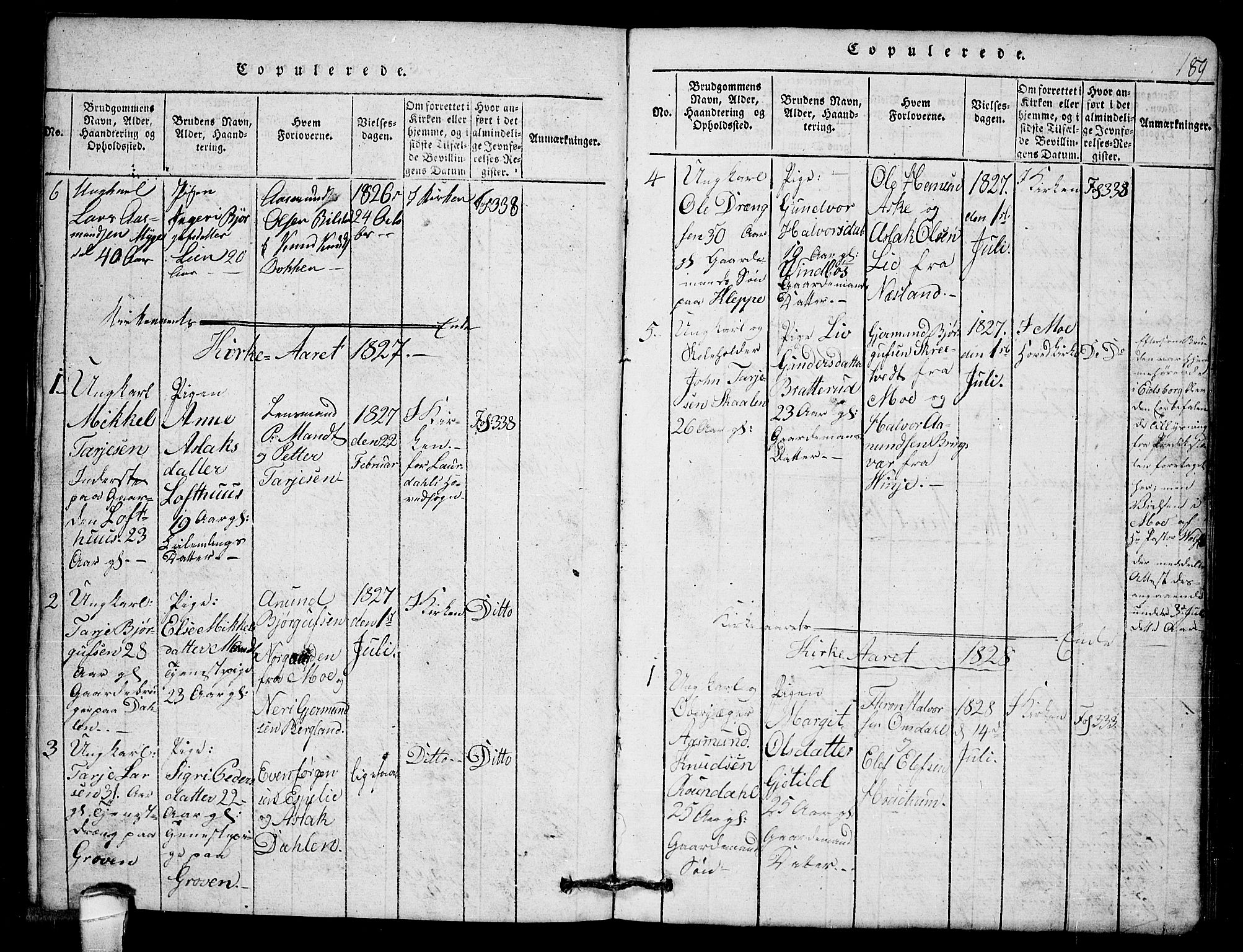 Lårdal kirkebøker, SAKO/A-284/G/Gb/L0001: Parish register (copy) no. II 1, 1815-1865, p. 189