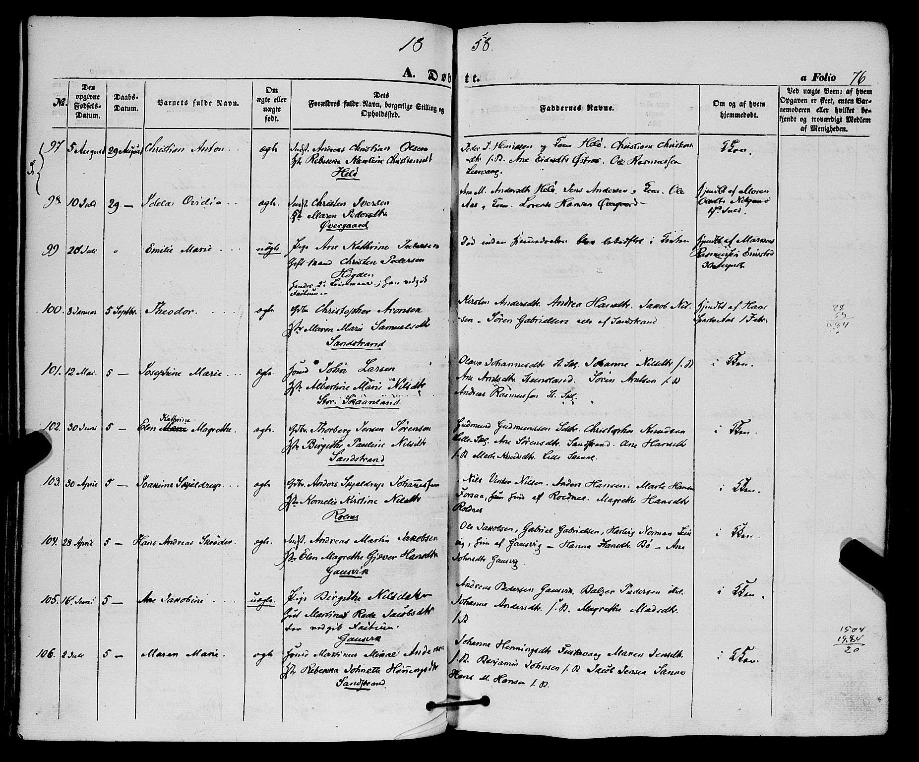 Trondenes sokneprestkontor, SATØ/S-1319/H/Ha/L0011kirke: Parish register (official) no. 11, 1853-1862, p. 76