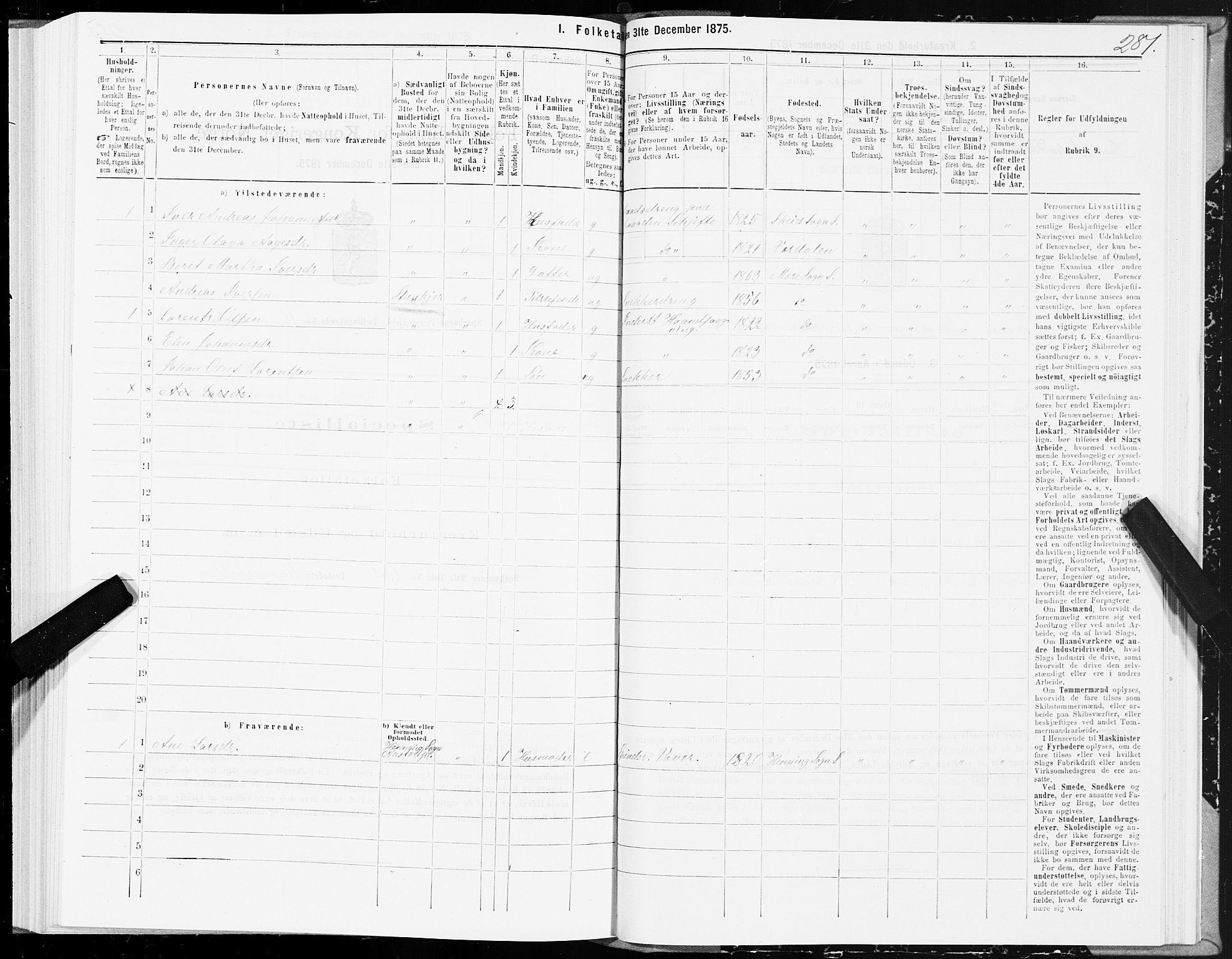 SAT, 1875 census for 1731P Sparbu, 1875, p. 4281