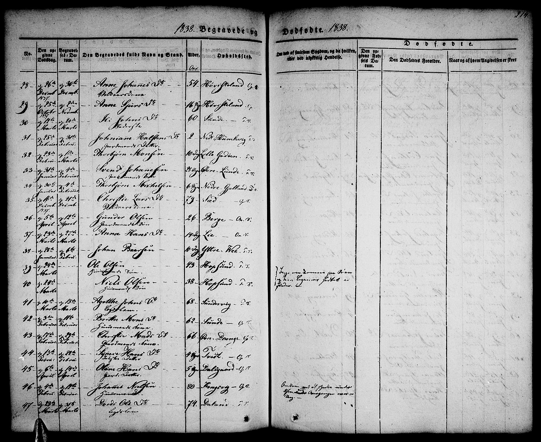 Tysnes sokneprestembete, AV/SAB-A-78601/H/Haa: Parish register (official) no. A 9, 1837-1848, p. 214