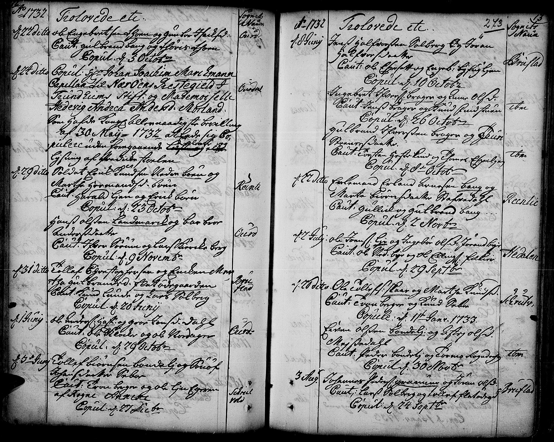 Aurdal prestekontor, SAH/PREST-126/H/Ha/Haa/L0004: Parish register (official) no. 4, 1730-1762, p. 12-13