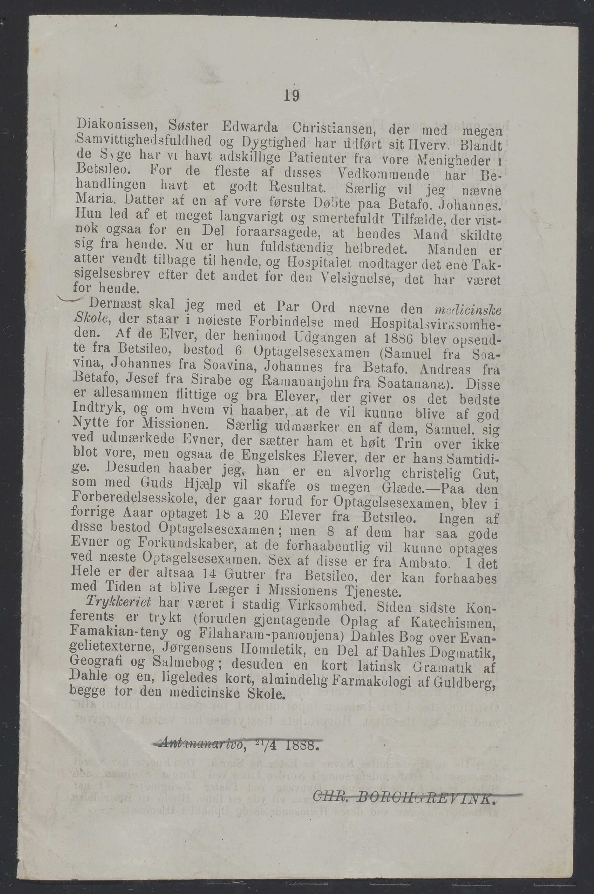 Det Norske Misjonsselskap - hovedadministrasjonen, VID/MA-A-1045/D/Da/Daa/L0037/0006: Konferansereferat og årsberetninger / Konferansereferat fra Madagaskar Innland., 1888, p. 19