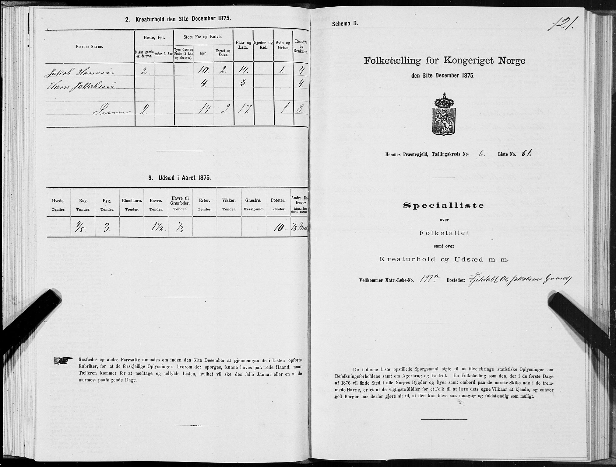 SAT, 1875 census for 1832P Hemnes, 1875, p. 4121