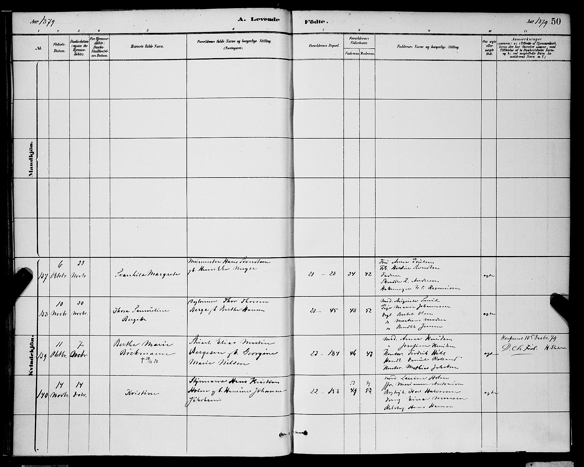 Korskirken sokneprestembete, AV/SAB-A-76101/H/Hab: Parish register (copy) no. B 8, 1878-1887, p. 50