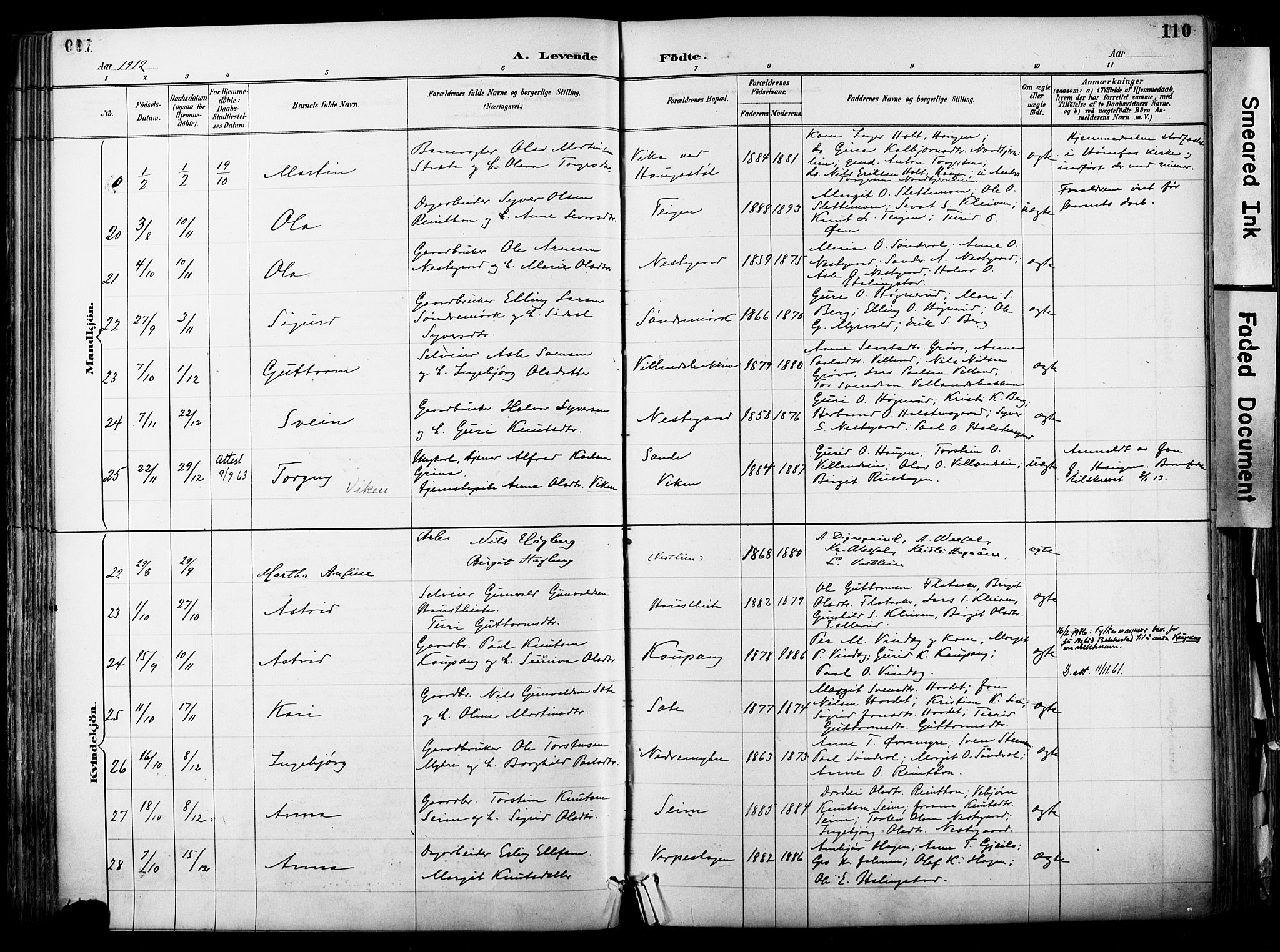 Hol kirkebøker, AV/SAKO-A-227/F/Fa/L0003: Parish register (official) no. I 3, 1887-1918, p. 110