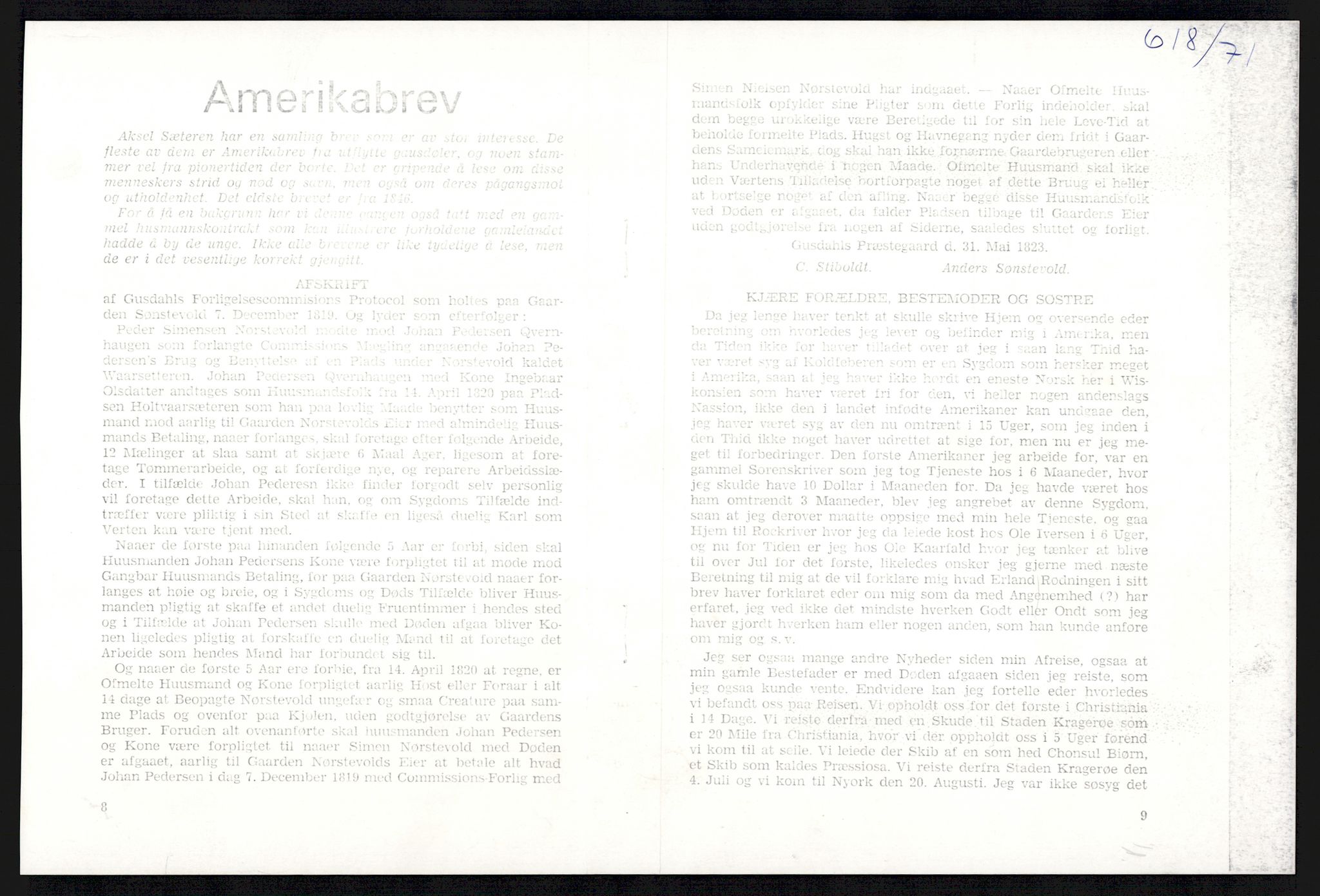 Samlinger til kildeutgivelse, Amerikabrevene, AV/RA-EA-4057/F/L0015: Innlån fra Oppland: Sæteren - Vigerust, 1838-1914, p. 7