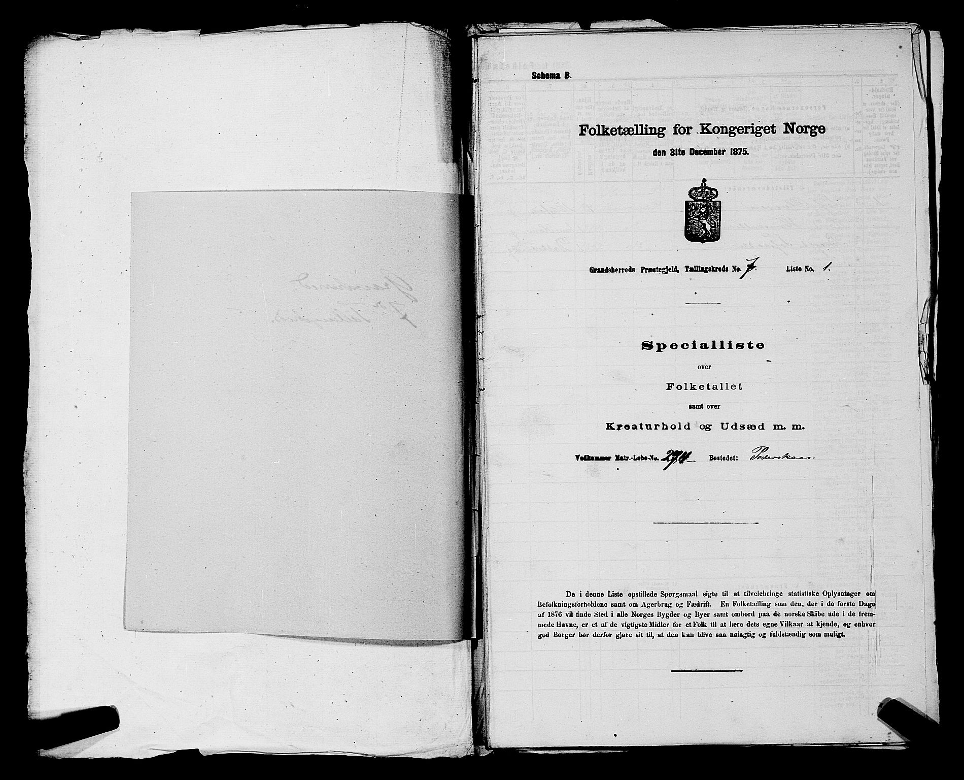SAKO, 1875 census for 0824P Gransherad, 1875, p. 805