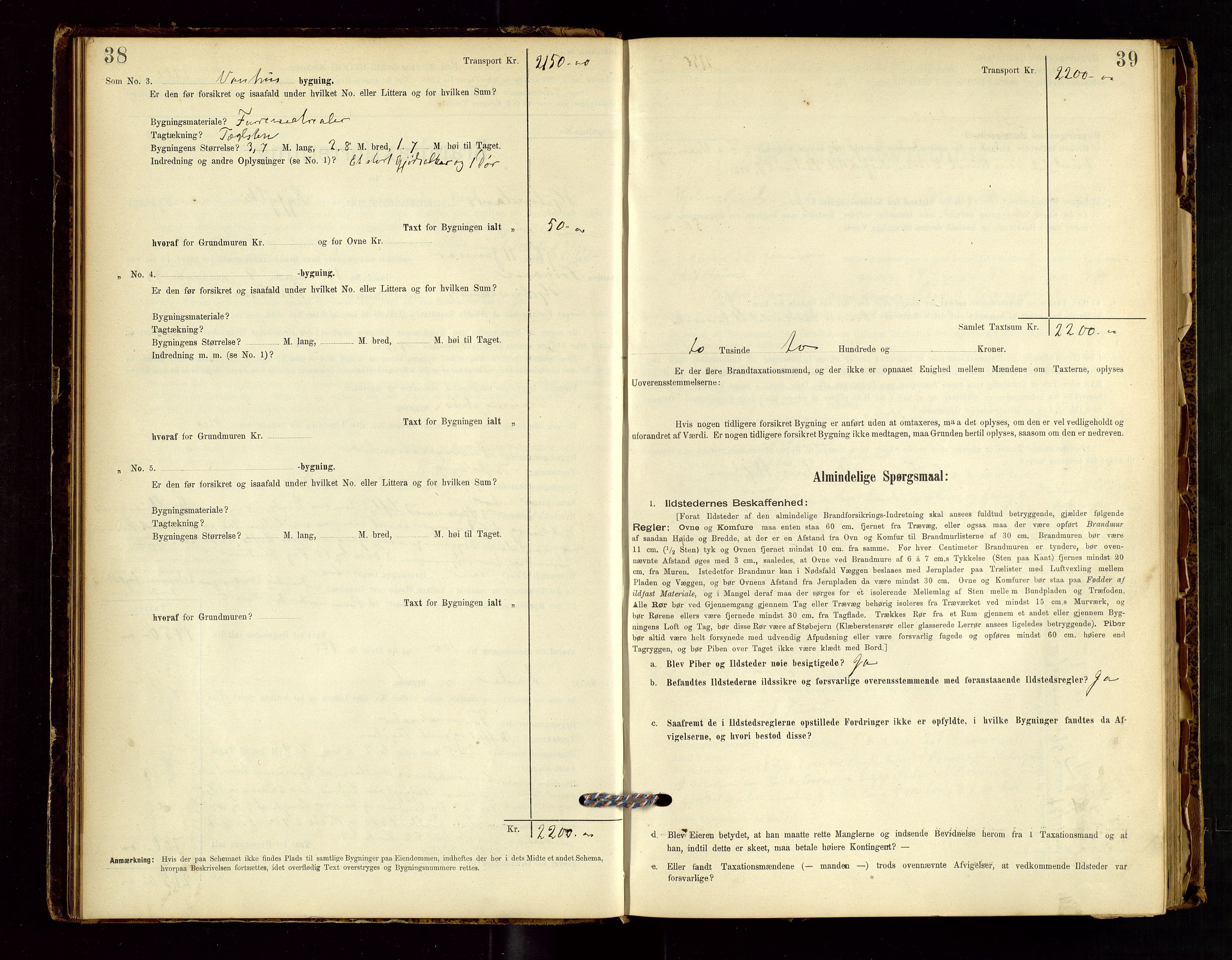 Hjelmeland lensmannskontor, AV/SAST-A-100439/Gob/L0001: "Brandtaxationsprotokol", 1895-1932, p. 38-39