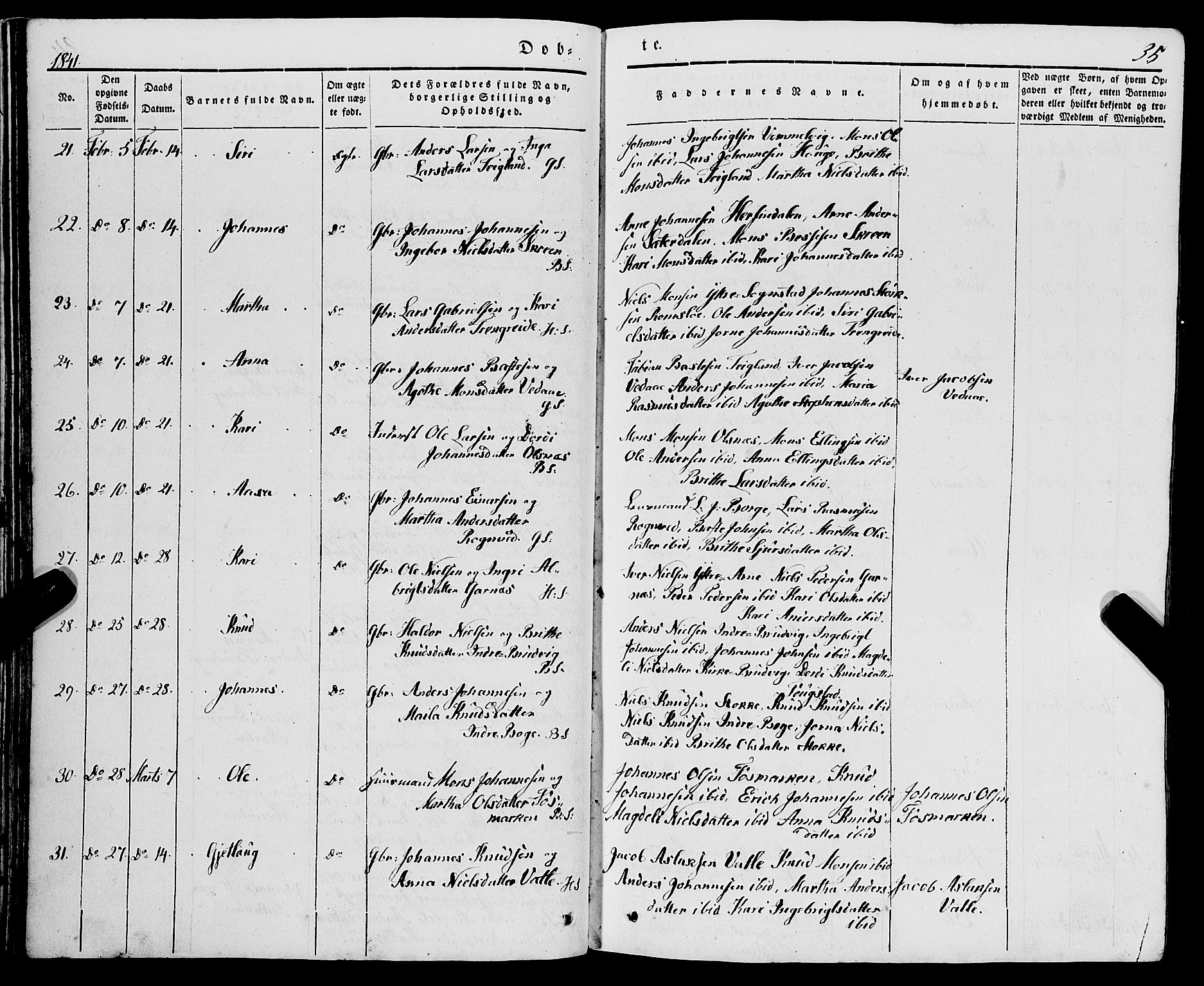 Haus sokneprestembete, AV/SAB-A-75601/H/Haa: Parish register (official) no. A 15, 1838-1847, p. 35