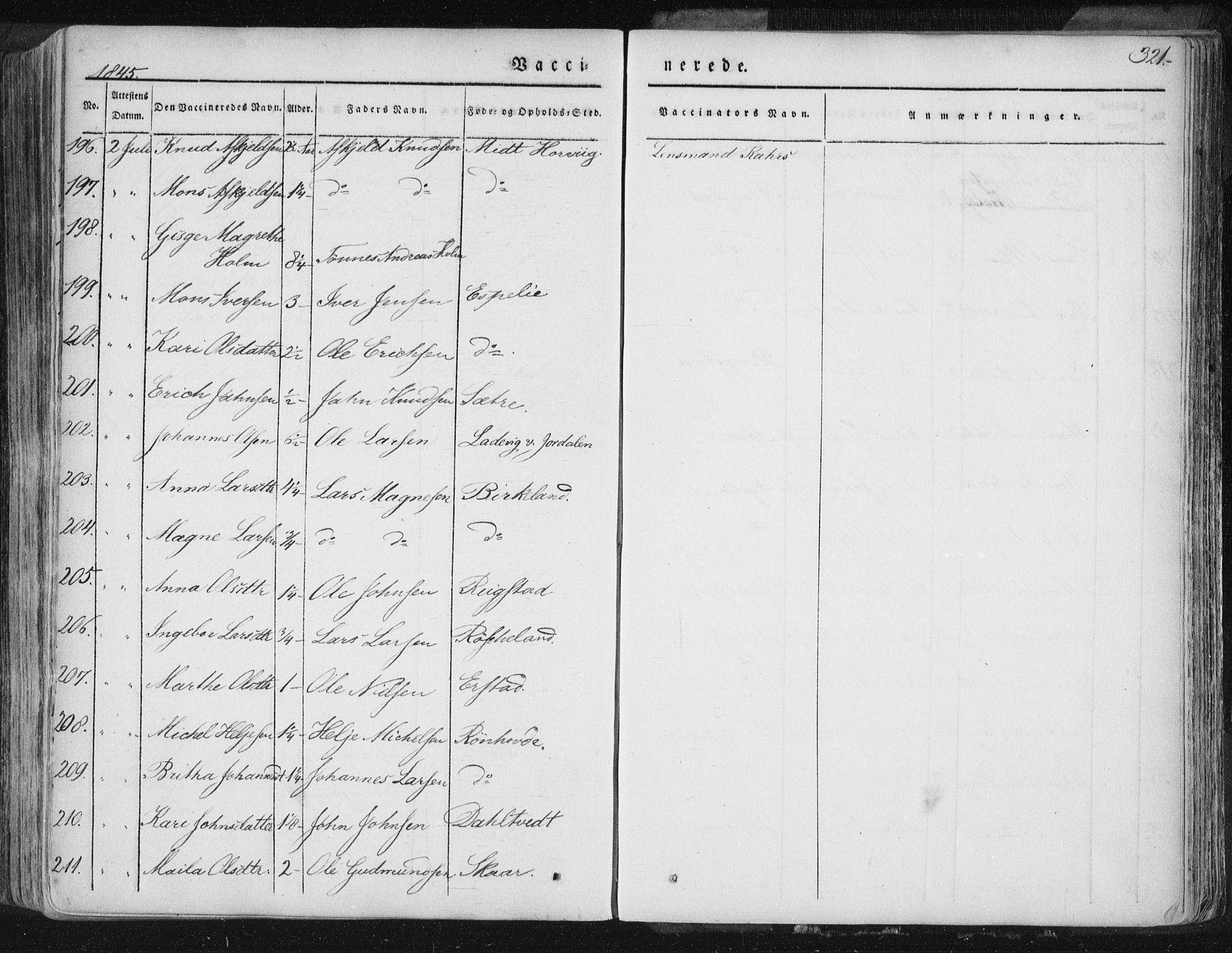 Hamre sokneprestembete, AV/SAB-A-75501/H/Ha/Haa/Haaa/L0012: Parish register (official) no. A 12, 1834-1845, p. 321