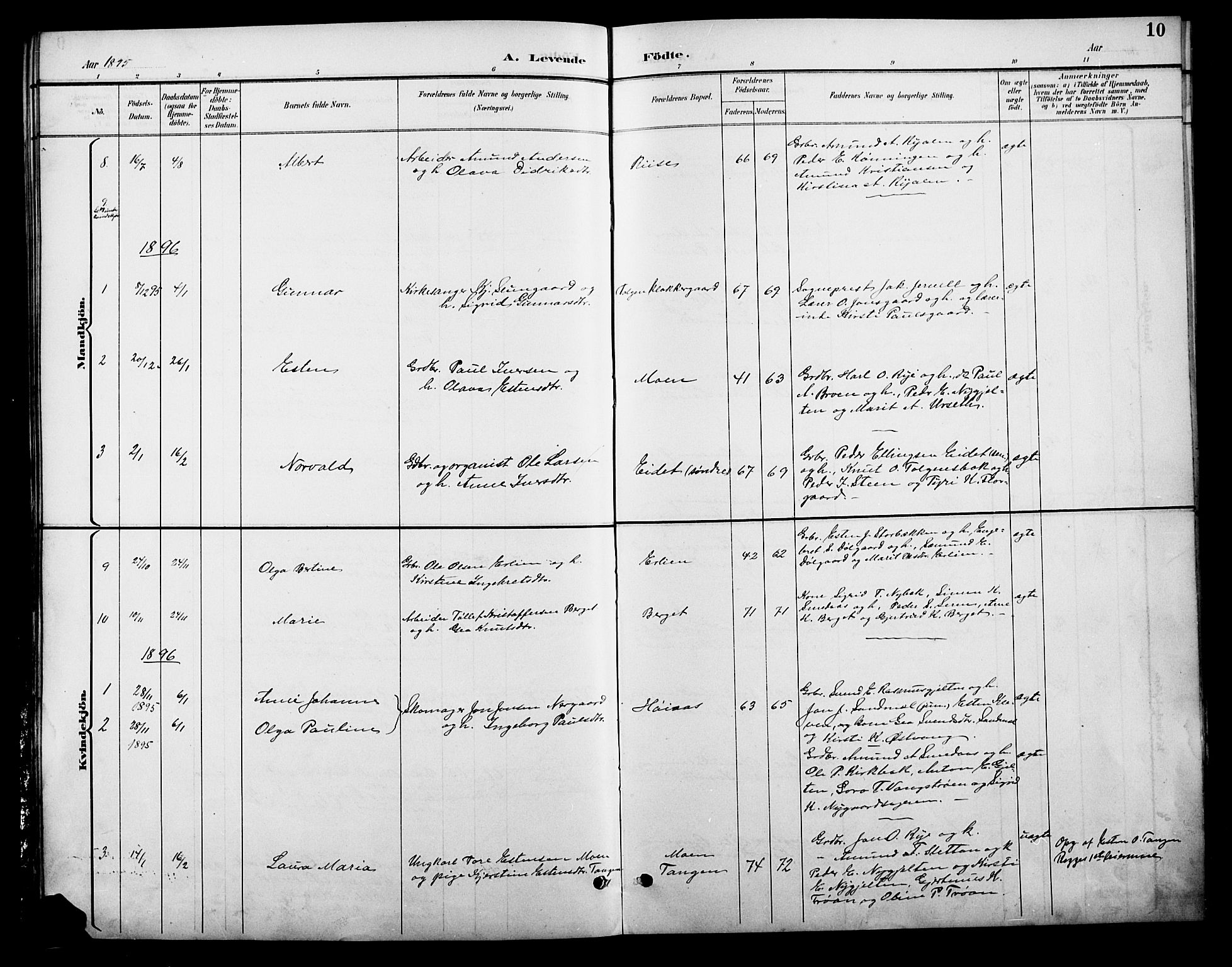 Tolga prestekontor, AV/SAH-PREST-062/L/L0009: Parish register (copy) no. 9, 1892-1919, p. 10