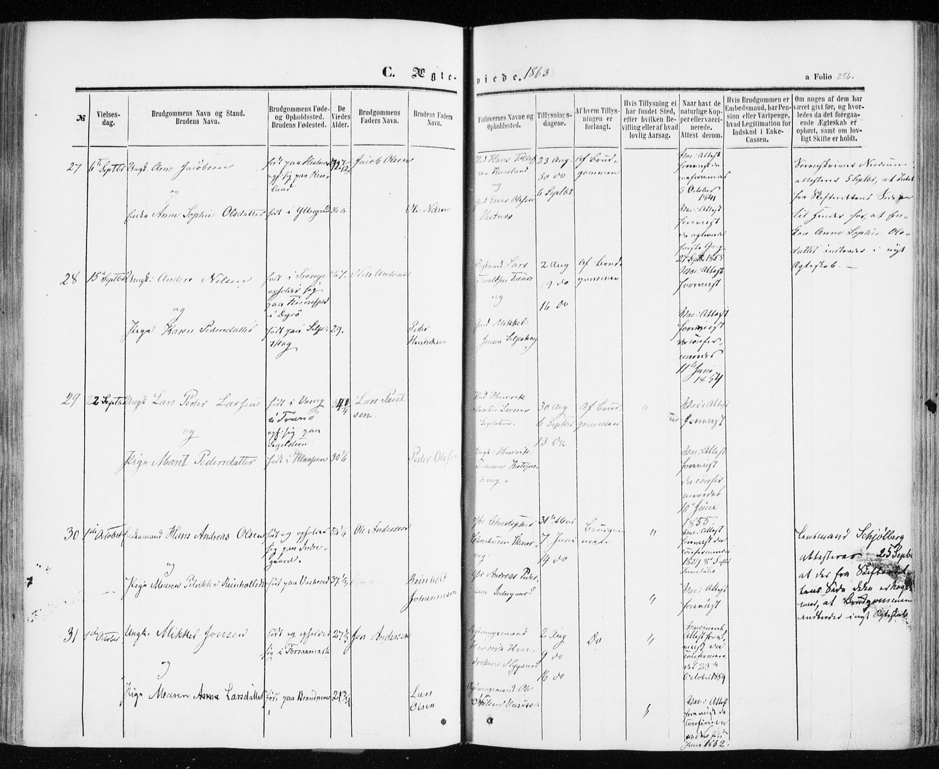 Ibestad sokneprestembete, SATØ/S-0077/H/Ha/Haa/L0009kirke: Parish register (official) no. 9, 1859-1868, p. 286