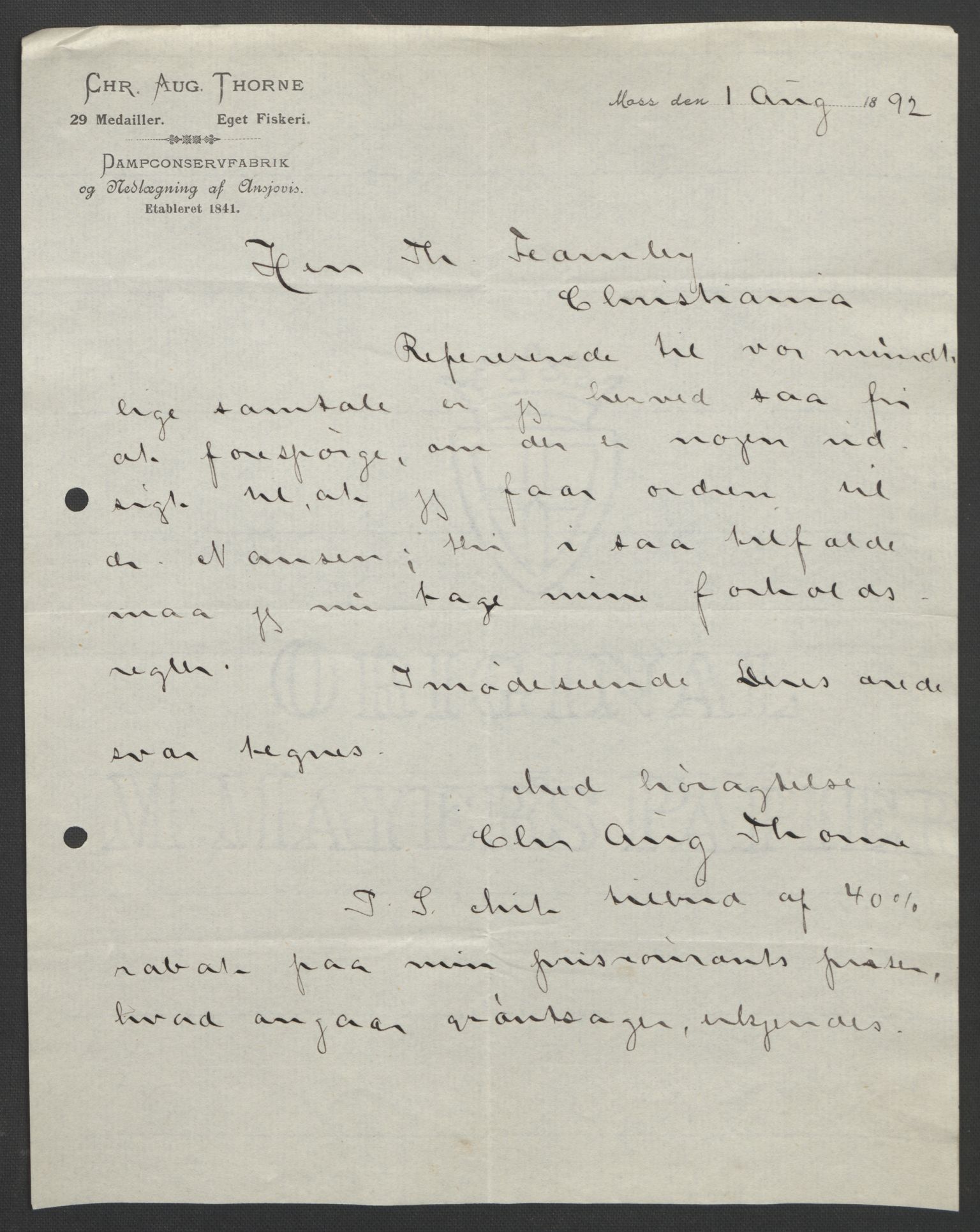 Arbeidskomitéen for Fridtjof Nansens polarekspedisjon, AV/RA-PA-0061/D/L0004: Innk. brev og telegrammer vedr. proviant og utrustning, 1892-1893, p. 560