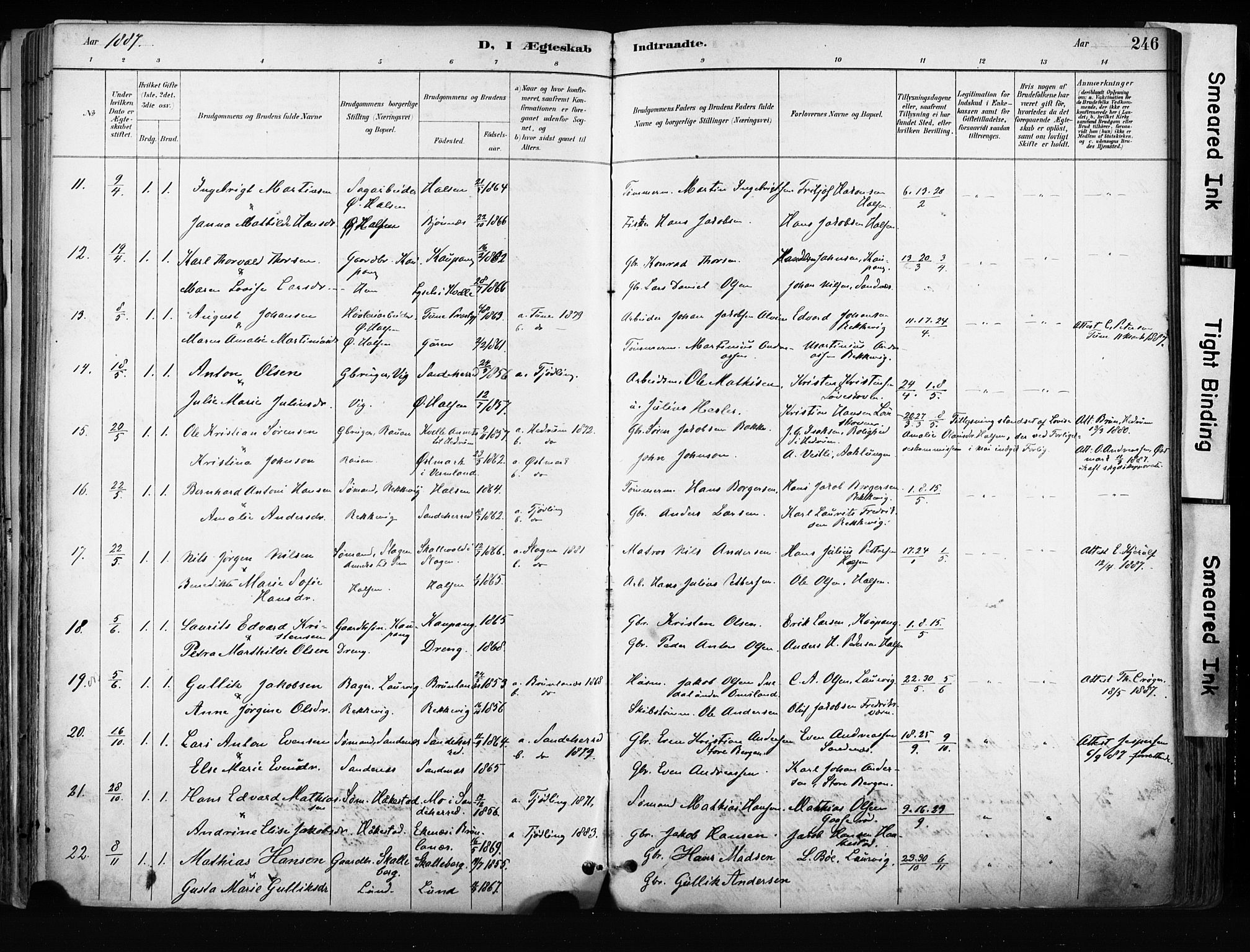 Tjølling kirkebøker, AV/SAKO-A-60/F/Fa/L0009: Parish register (official) no. 9, 1887-1905, p. 246