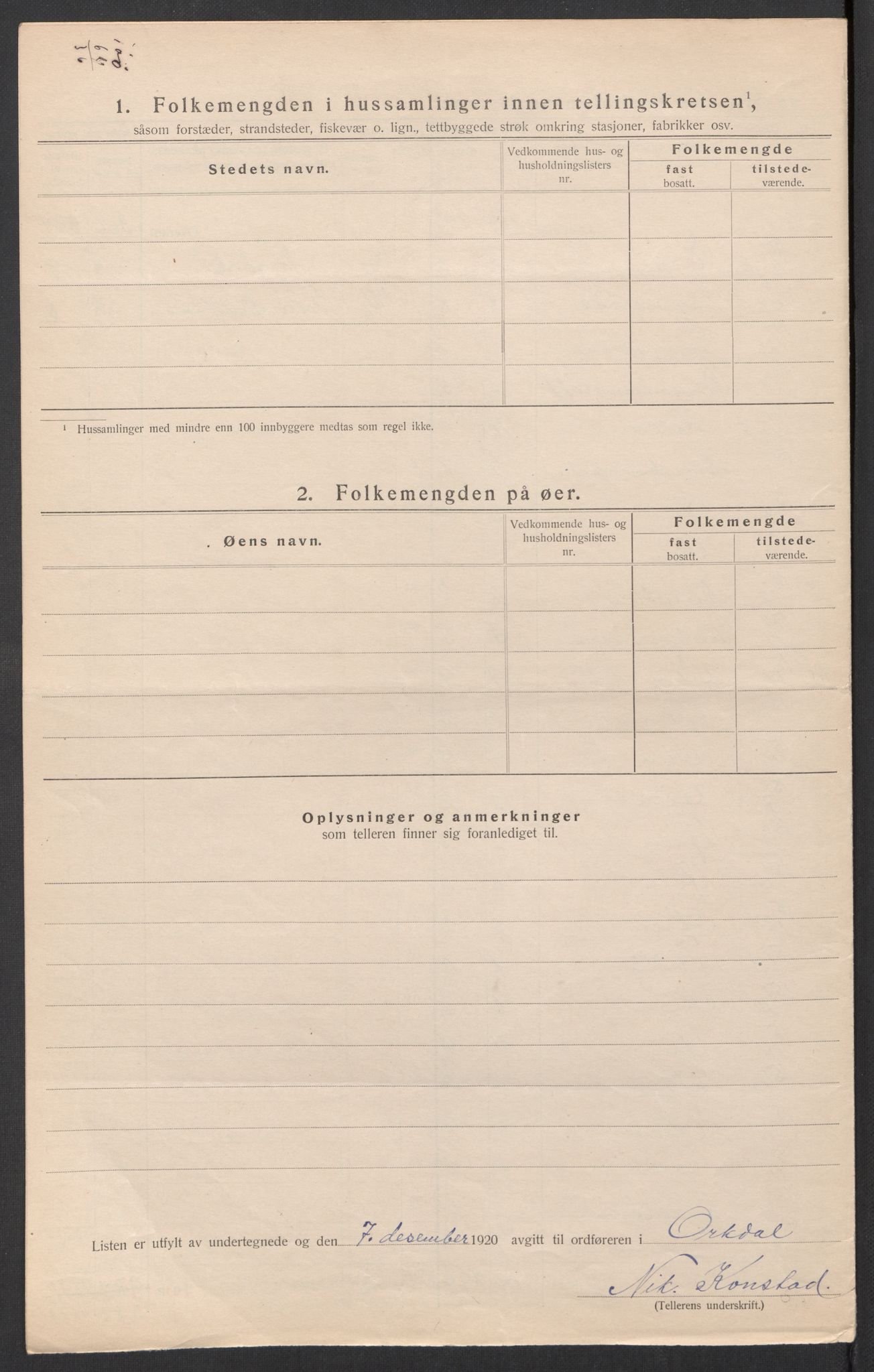 SAT, 1920 census for Orkdal, 1920, p. 10