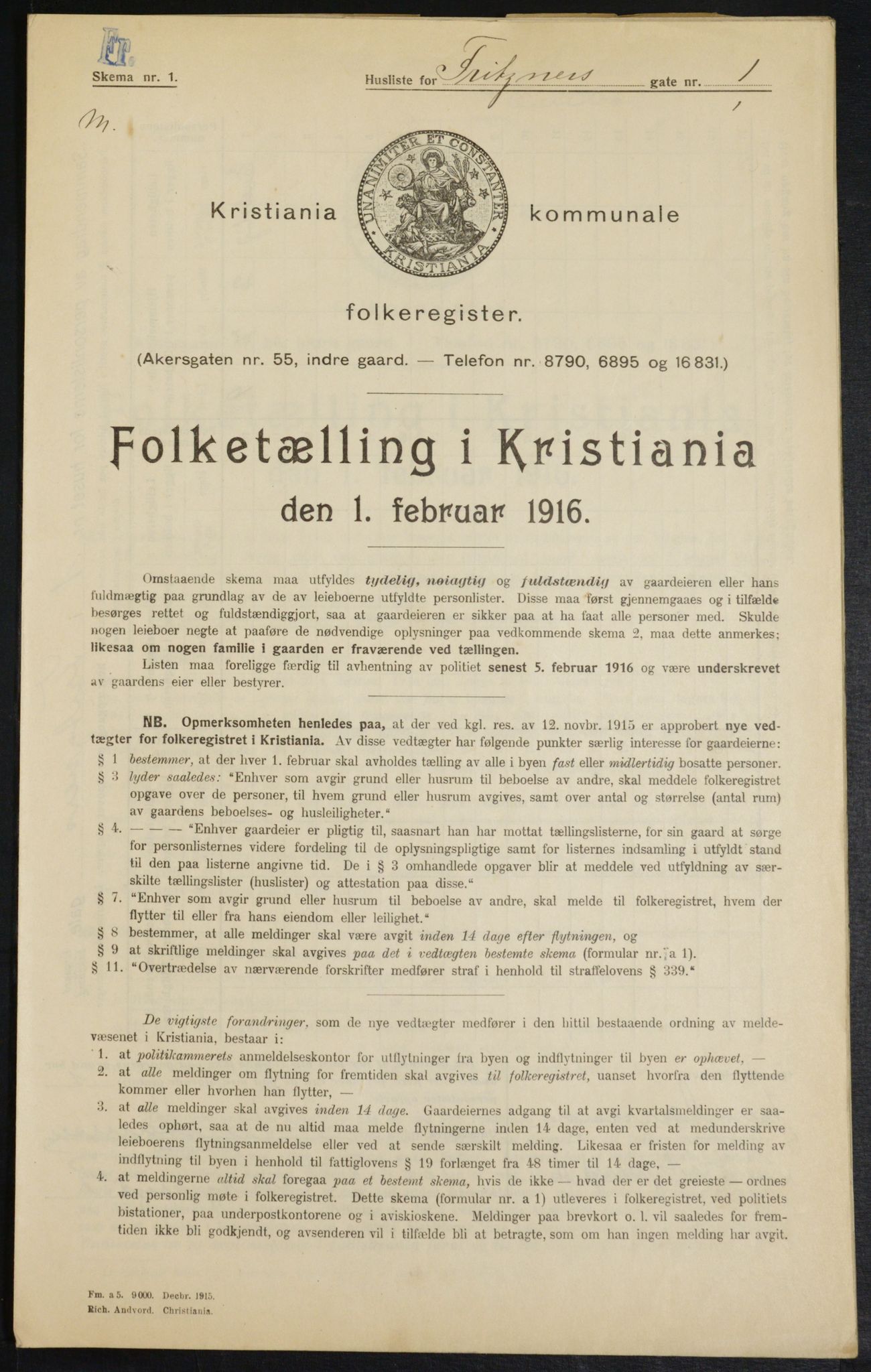 OBA, Municipal Census 1916 for Kristiania, 1916, p. 27596