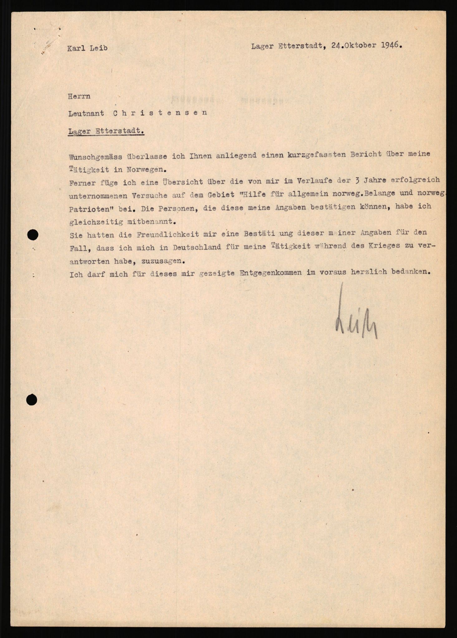 Forsvaret, Forsvarets overkommando II, RA/RAFA-3915/D/Db/L0020: CI Questionaires. Tyske okkupasjonsstyrker i Norge. Tyskere., 1945-1946, p. 38