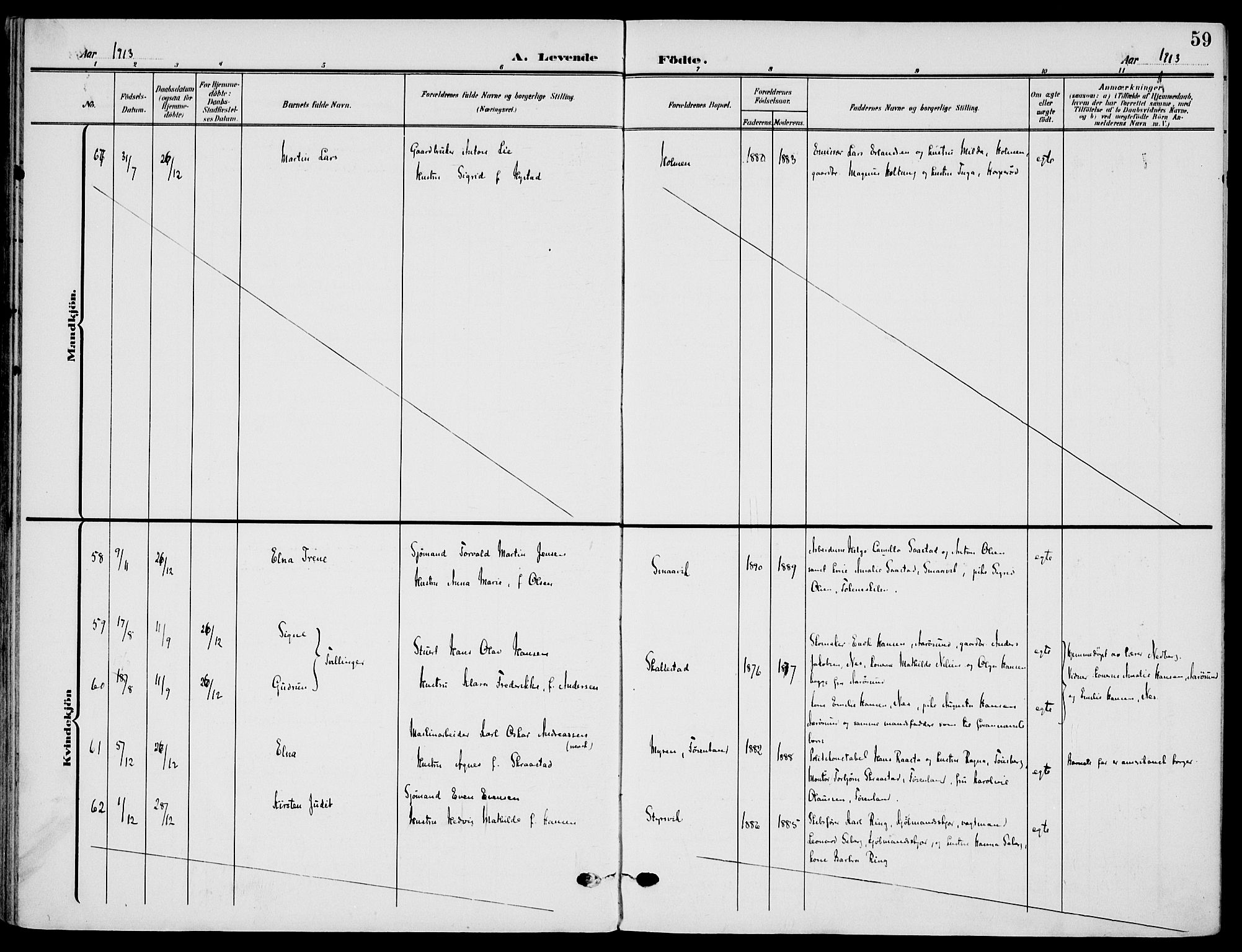 Nøtterøy kirkebøker, AV/SAKO-A-354/F/Fa/L0010: Parish register (official) no. I 10, 1908-1919, p. 59