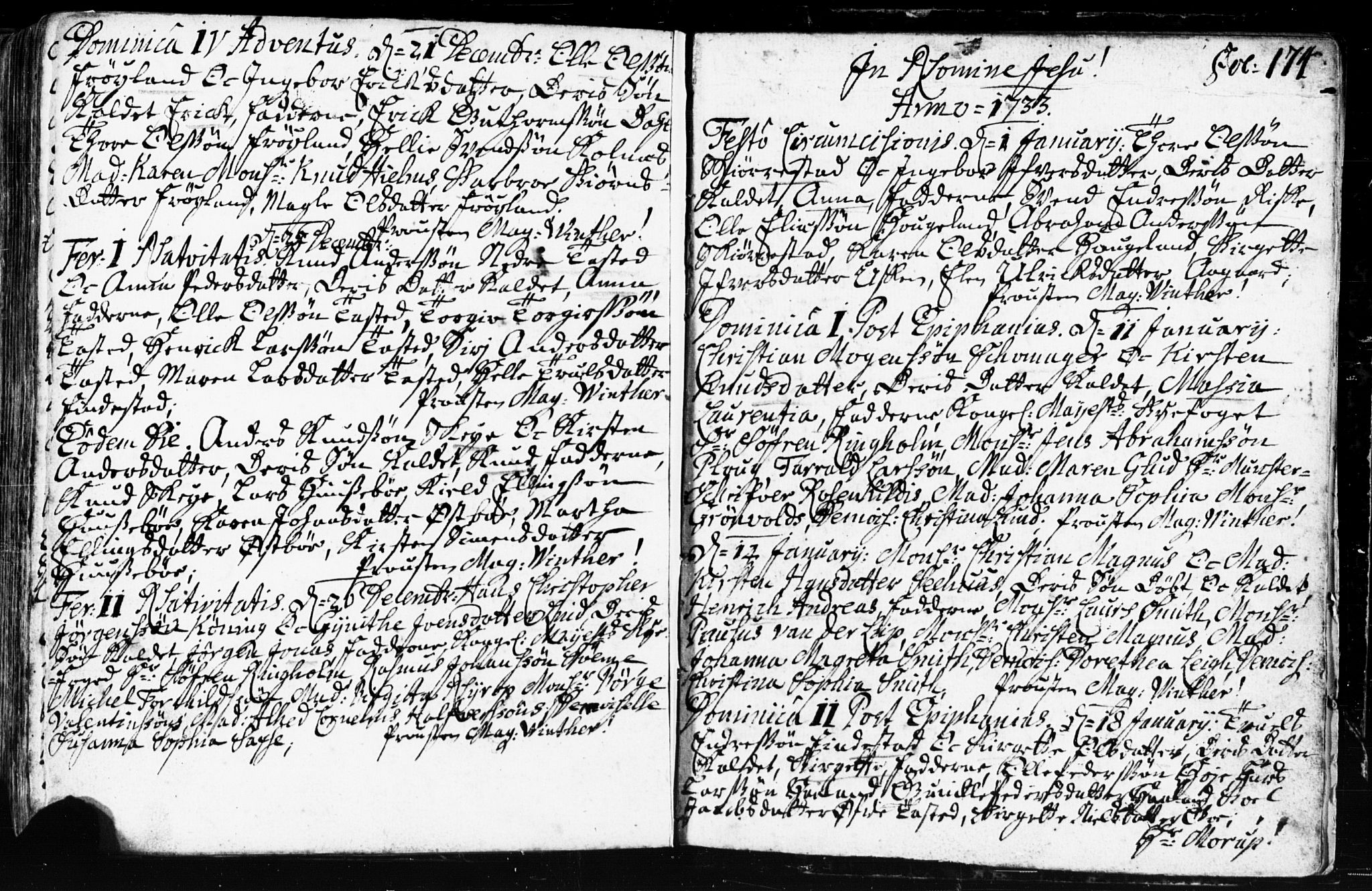 Domkirken sokneprestkontor, SAST/A-101812/001/30/30BB/L0002: Parish register (copy) no. B 2, 1714-1733, p. 174
