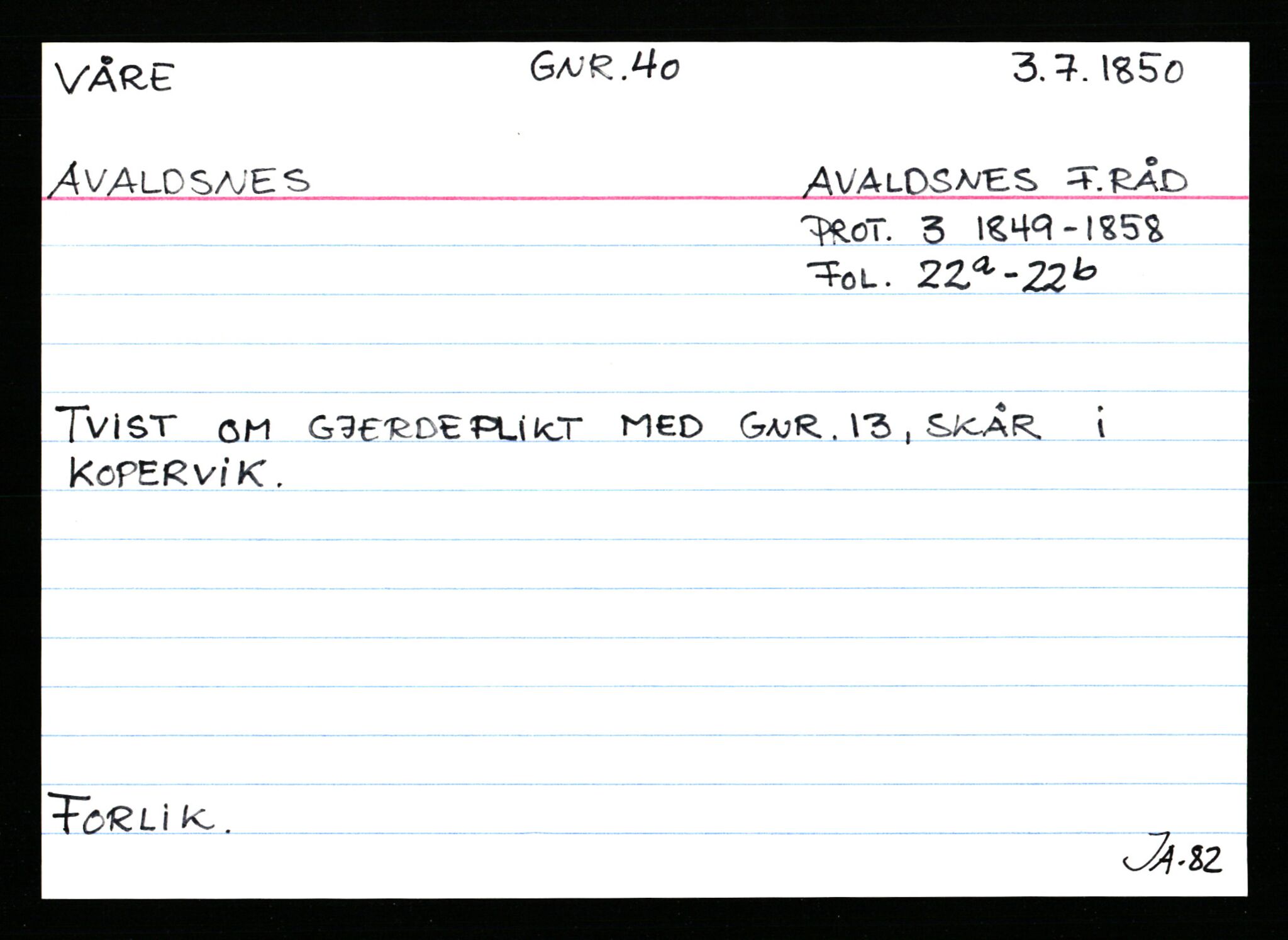 Statsarkivet i Stavanger, AV/SAST-A-101971/03/Y/Ym/L0068: Åstedskort sortert etter gårdsnavn: Vormedal - Ytrevold, 1600-1950, p. 429