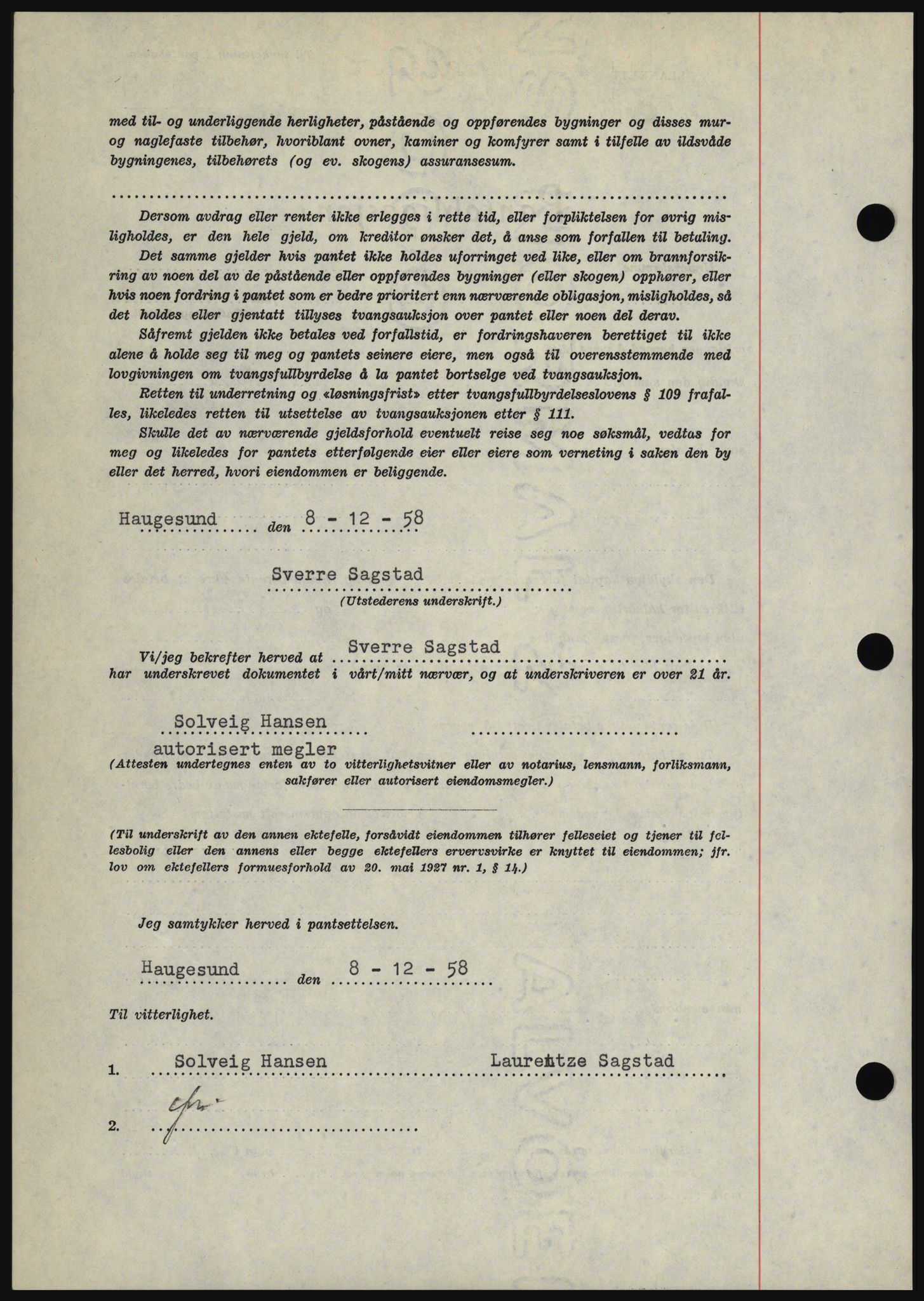 Haugesund tingrett, SAST/A-101415/01/II/IIC/L0044: Mortgage book no. B 44, 1958-1959, Diary no: : 2163/1958