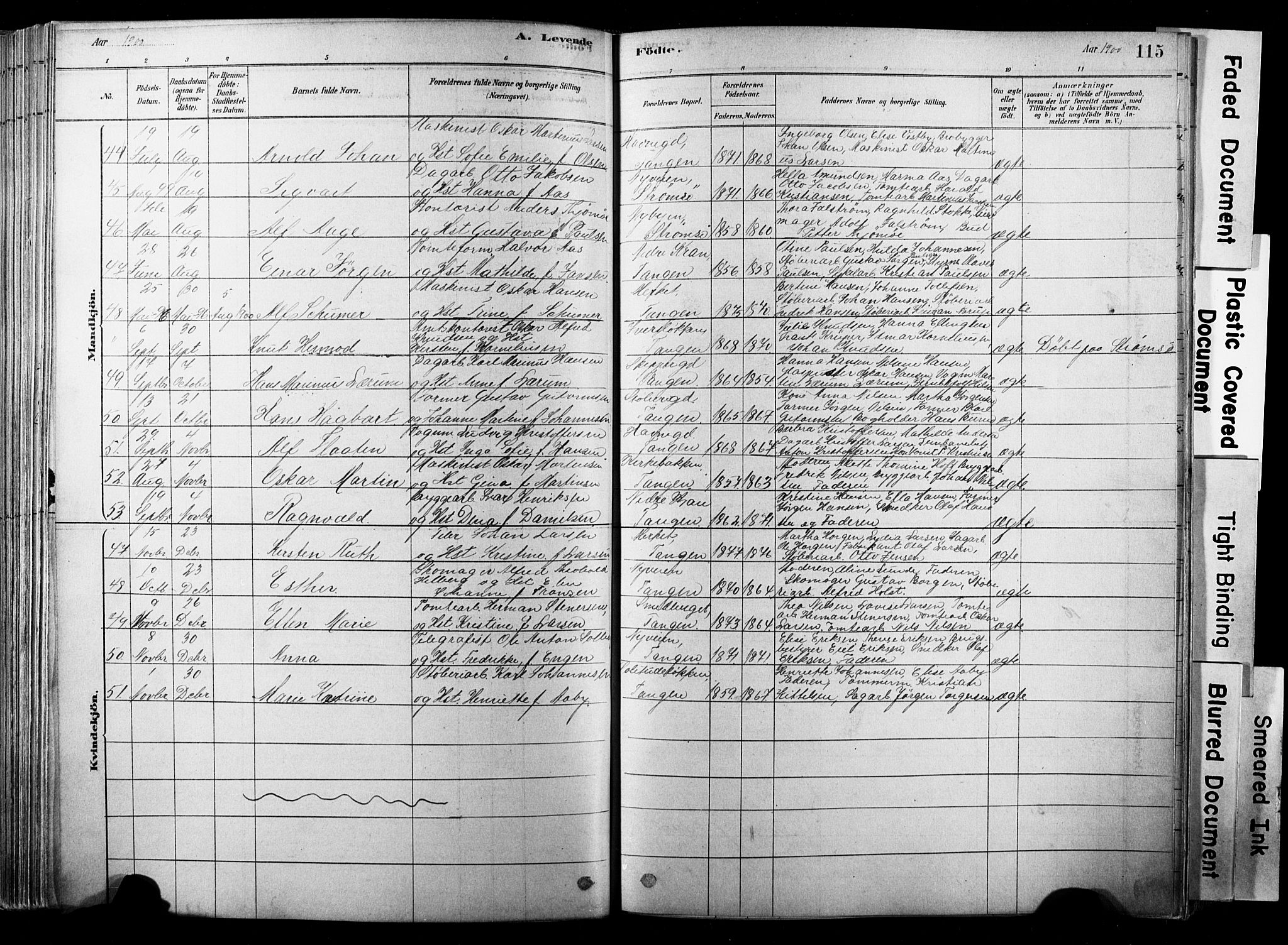 Strømsø kirkebøker, AV/SAKO-A-246/F/Fb/L0006: Parish register (official) no. II 6, 1879-1910, p. 115