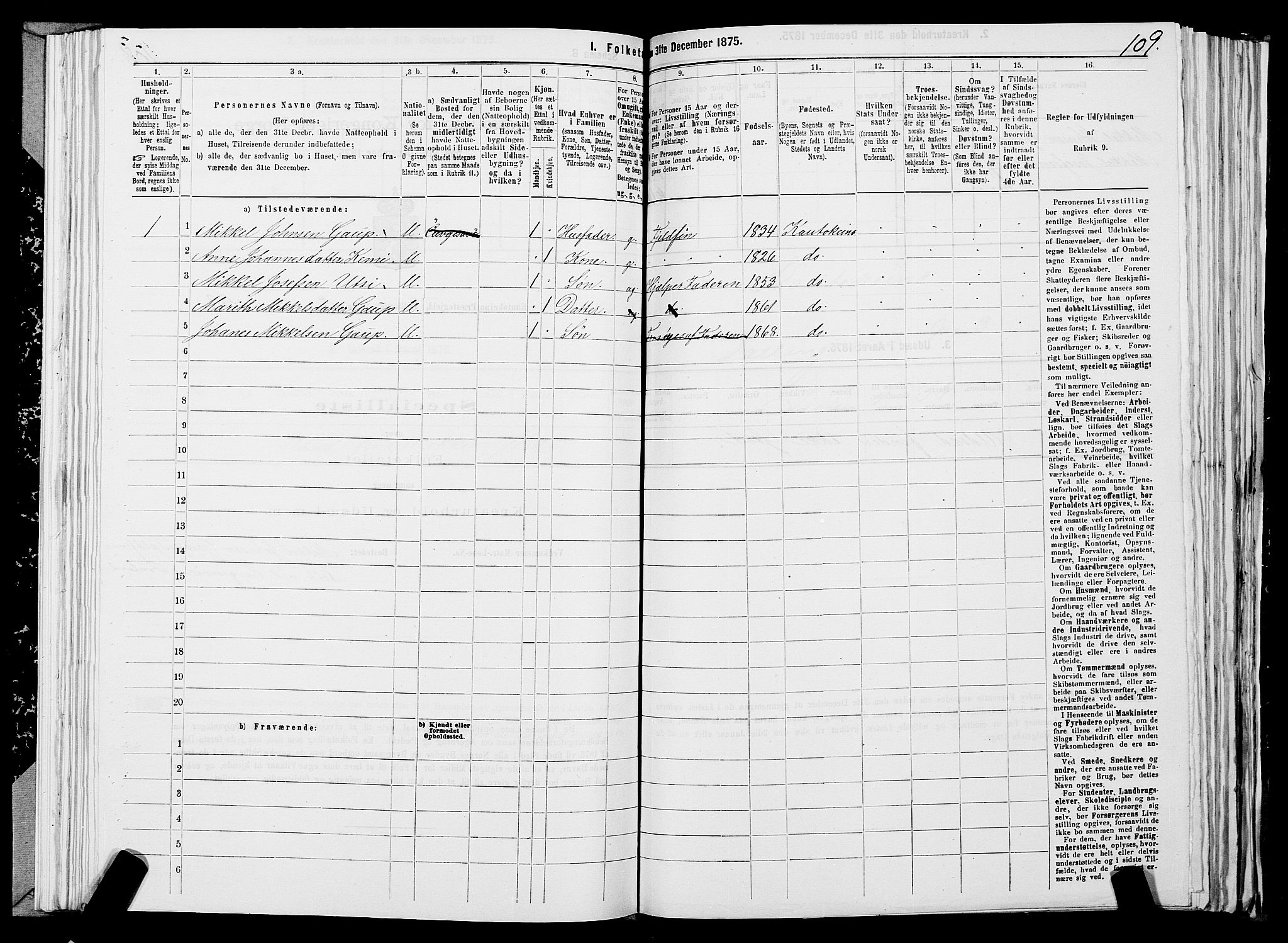 SATØ, 1875 census for 2011P Kautokeino, 1875, p. 1109