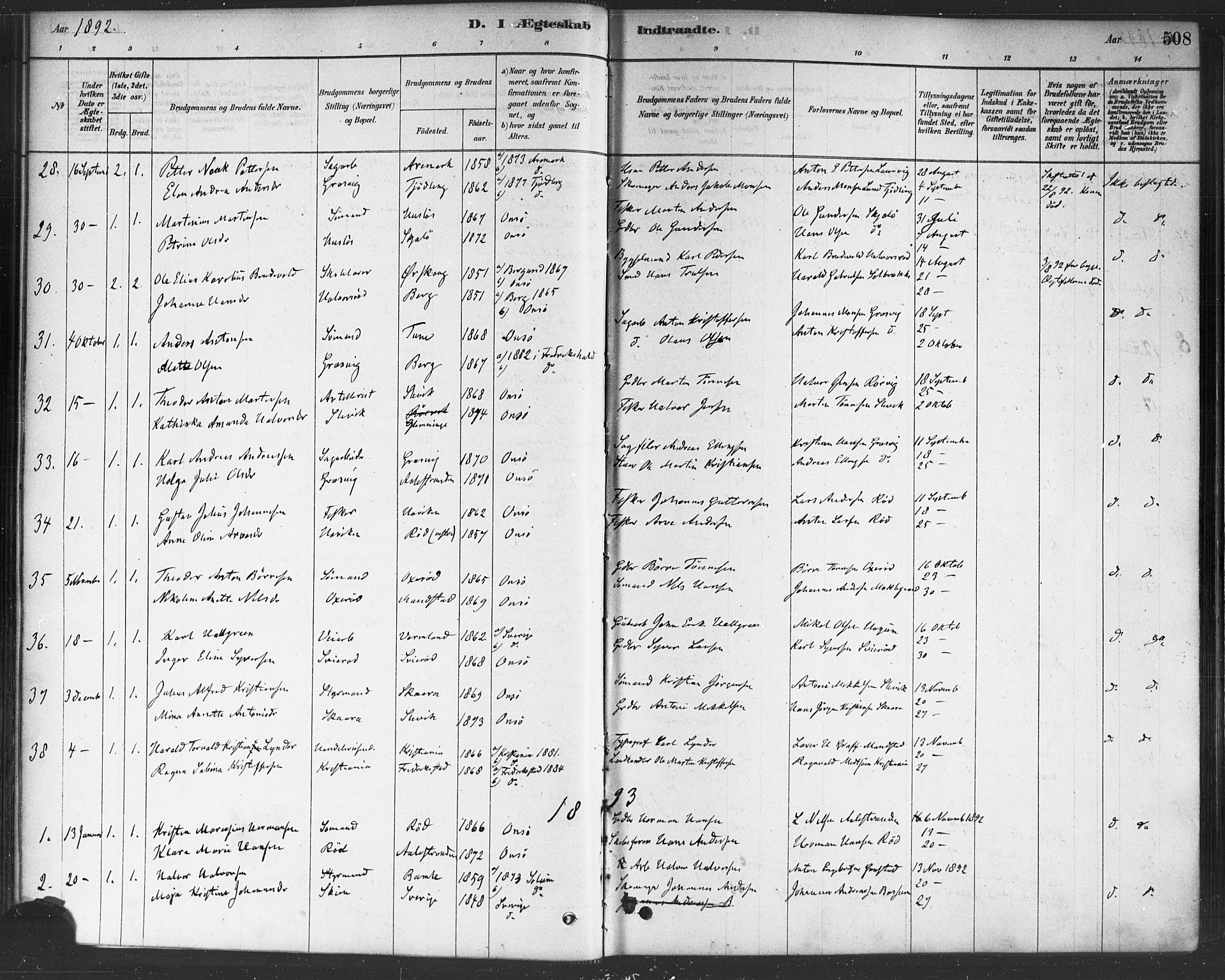 Onsøy prestekontor Kirkebøker, SAO/A-10914/F/Fa/L0006: Parish register (official) no. I 6, 1878-1898, p. 508