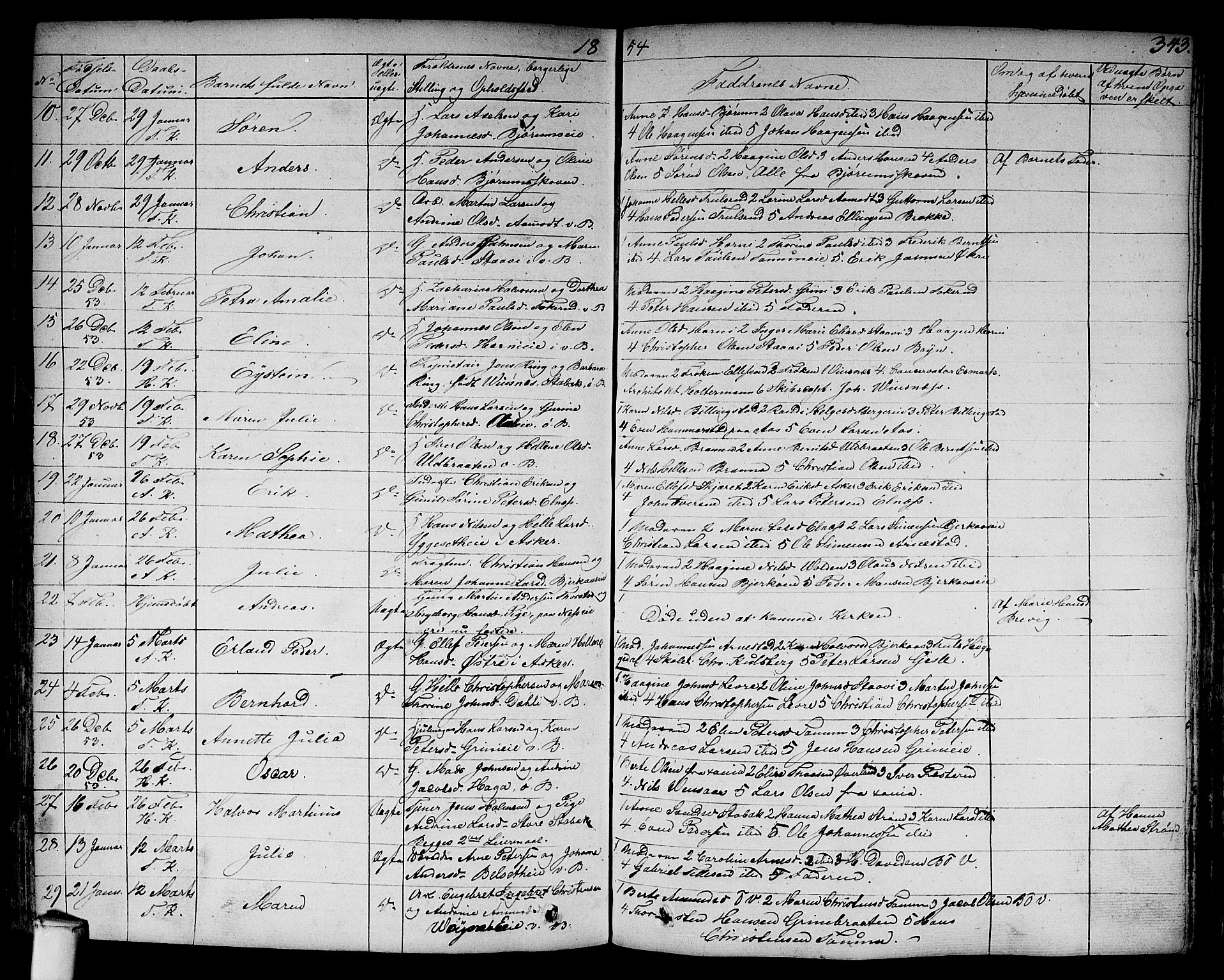 Asker prestekontor Kirkebøker, SAO/A-10256a/F/Fa/L0007: Parish register (official) no. I 7, 1825-1864, p. 343