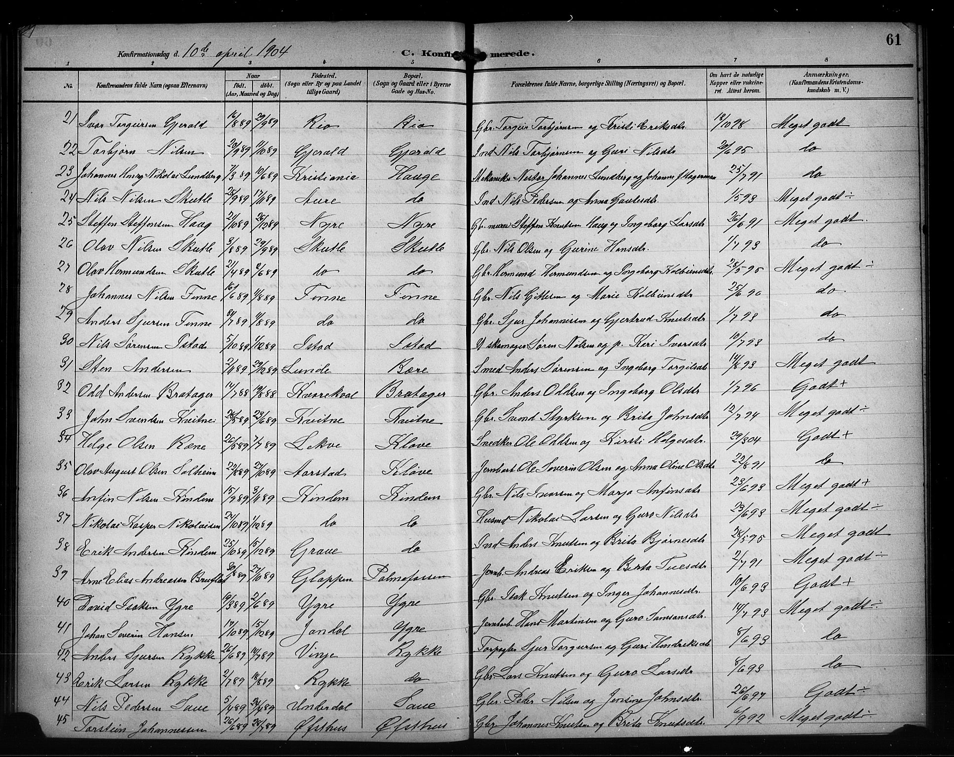 Voss sokneprestembete, AV/SAB-A-79001/H/Hab: Parish register (copy) no. D 1, 1895-1909, p. 61