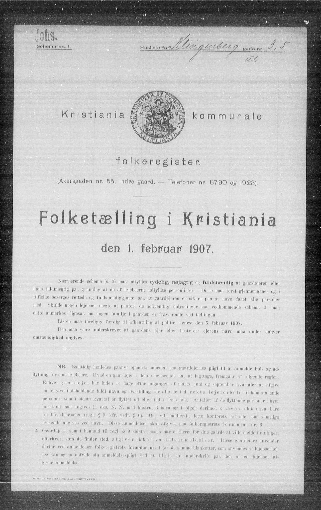 OBA, Municipal Census 1907 for Kristiania, 1907, p. 26391