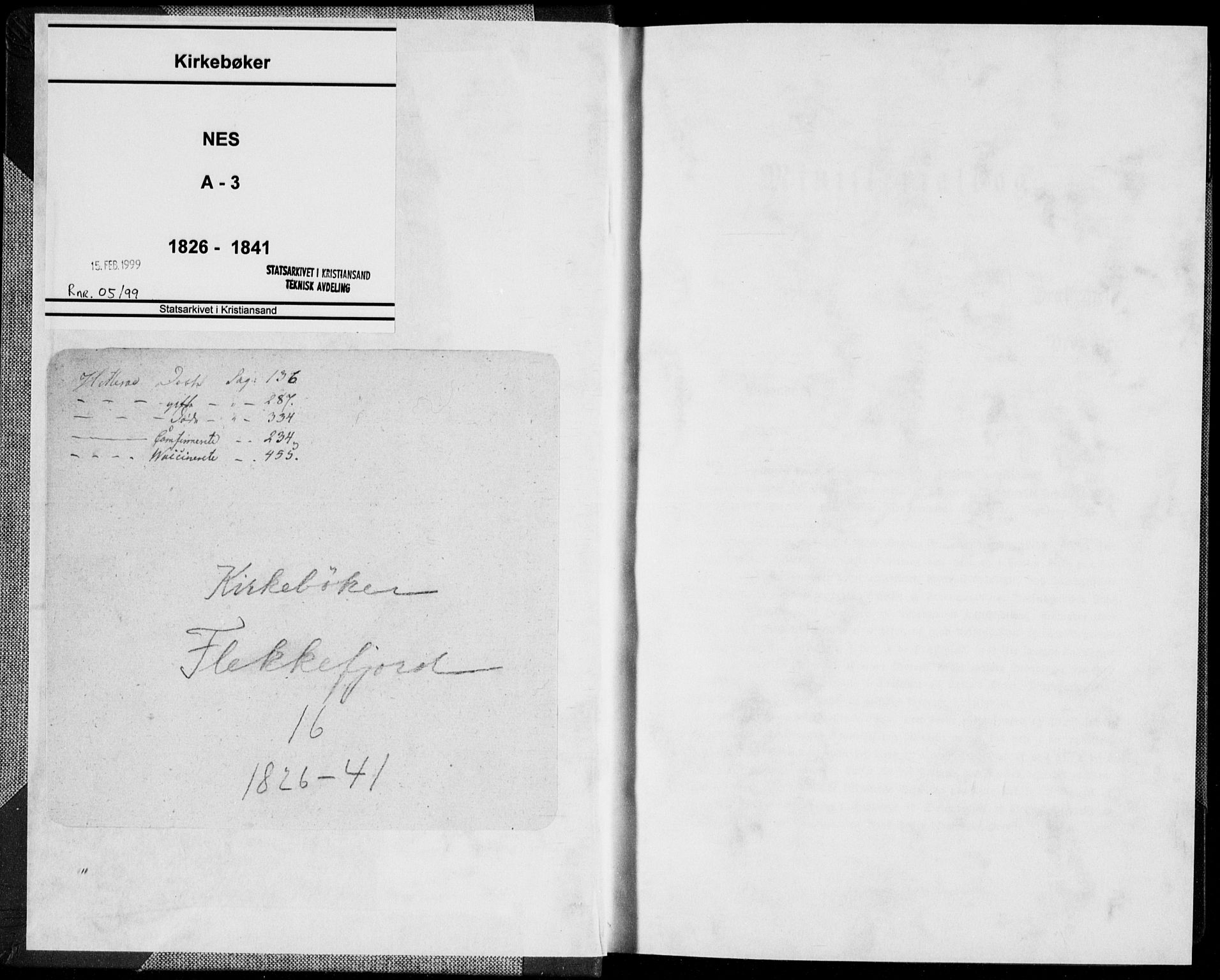 Flekkefjord sokneprestkontor, SAK/1111-0012/F/Fa/Fac/L0003: Parish register (official) no. A 3, 1826-1841