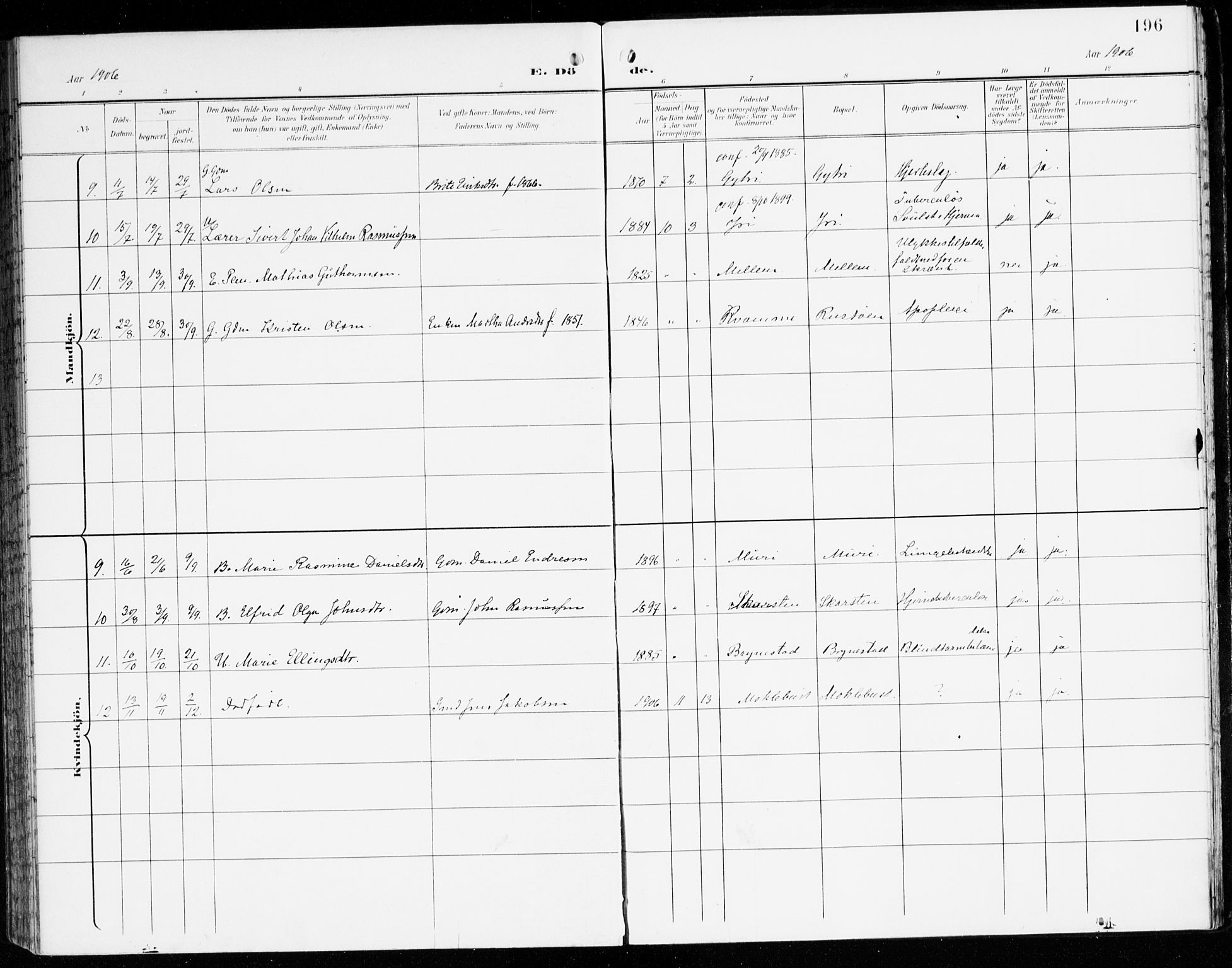 Innvik sokneprestembete, AV/SAB-A-80501: Parish register (official) no. C 2, 1900-1920, p. 196