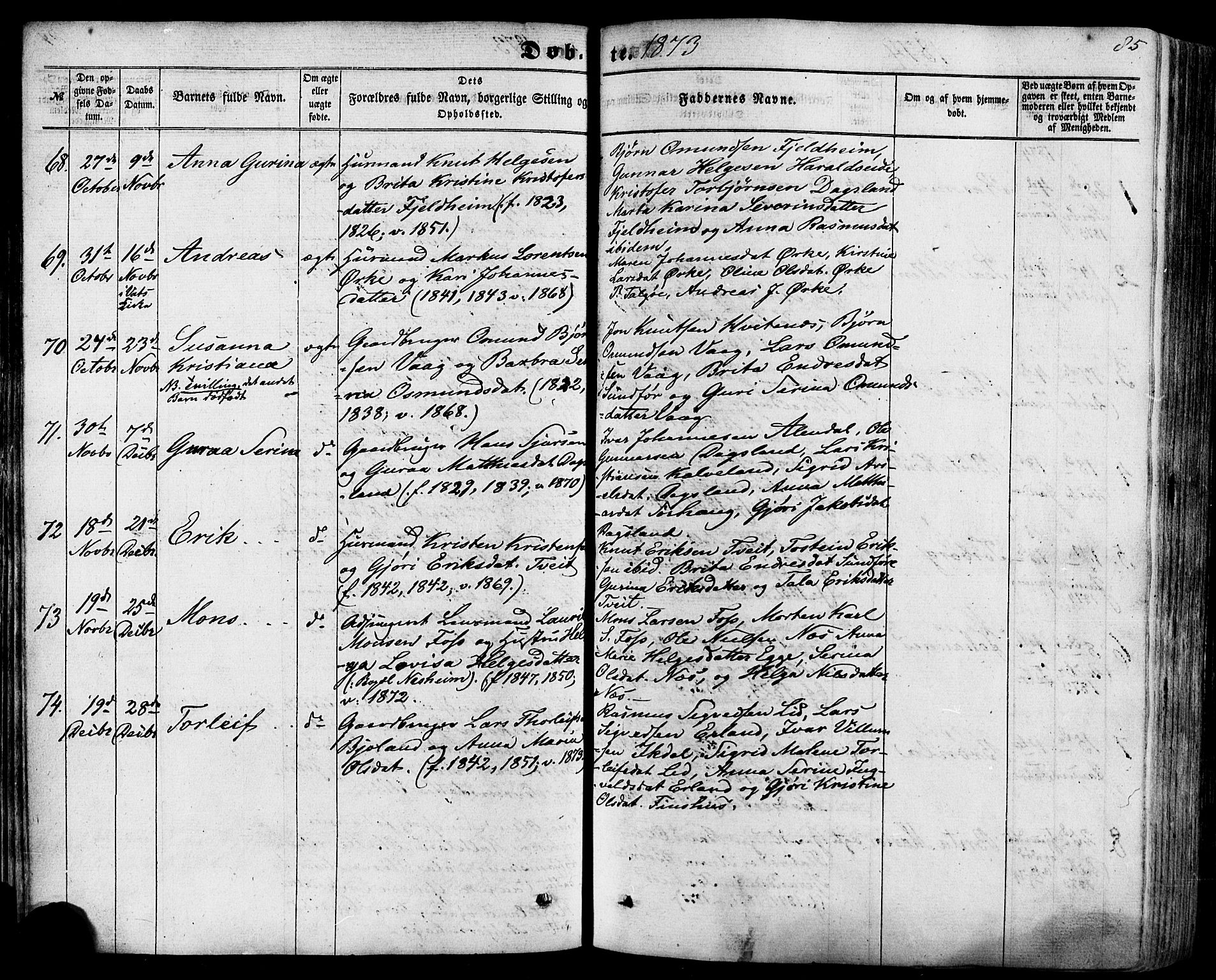 Skjold sokneprestkontor, SAST/A-101847/H/Ha/Haa/L0008: Parish register (official) no. A 8, 1856-1882, p. 85