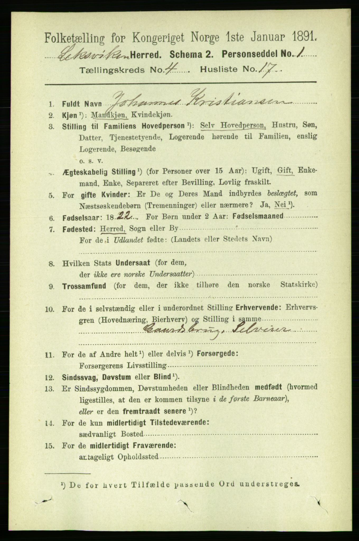 RA, 1891 census for 1718 Leksvik, 1891, p. 2014