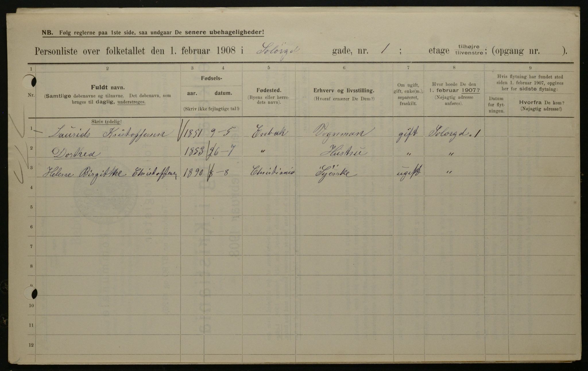 OBA, Municipal Census 1908 for Kristiania, 1908, p. 89842