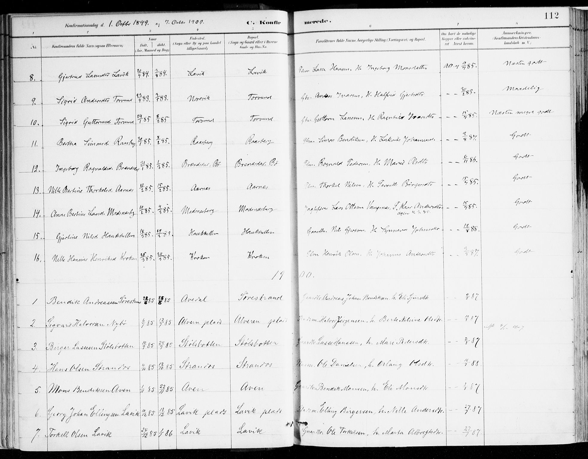 Lavik sokneprestembete, AV/SAB-A-80901: Parish register (official) no. B 1, 1882-1908, p. 112