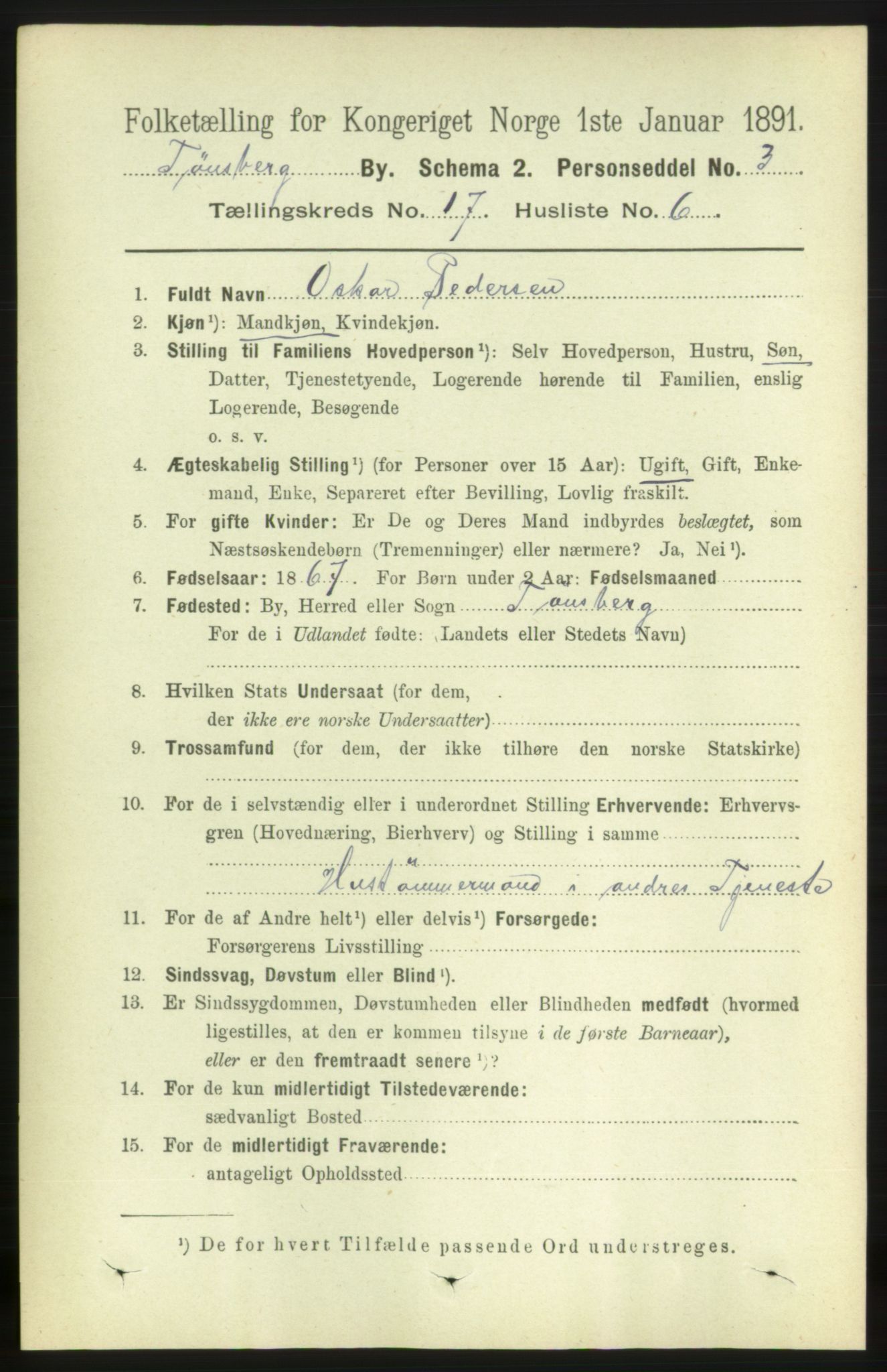 RA, 1891 census for 0705 Tønsberg, 1891, p. 5017