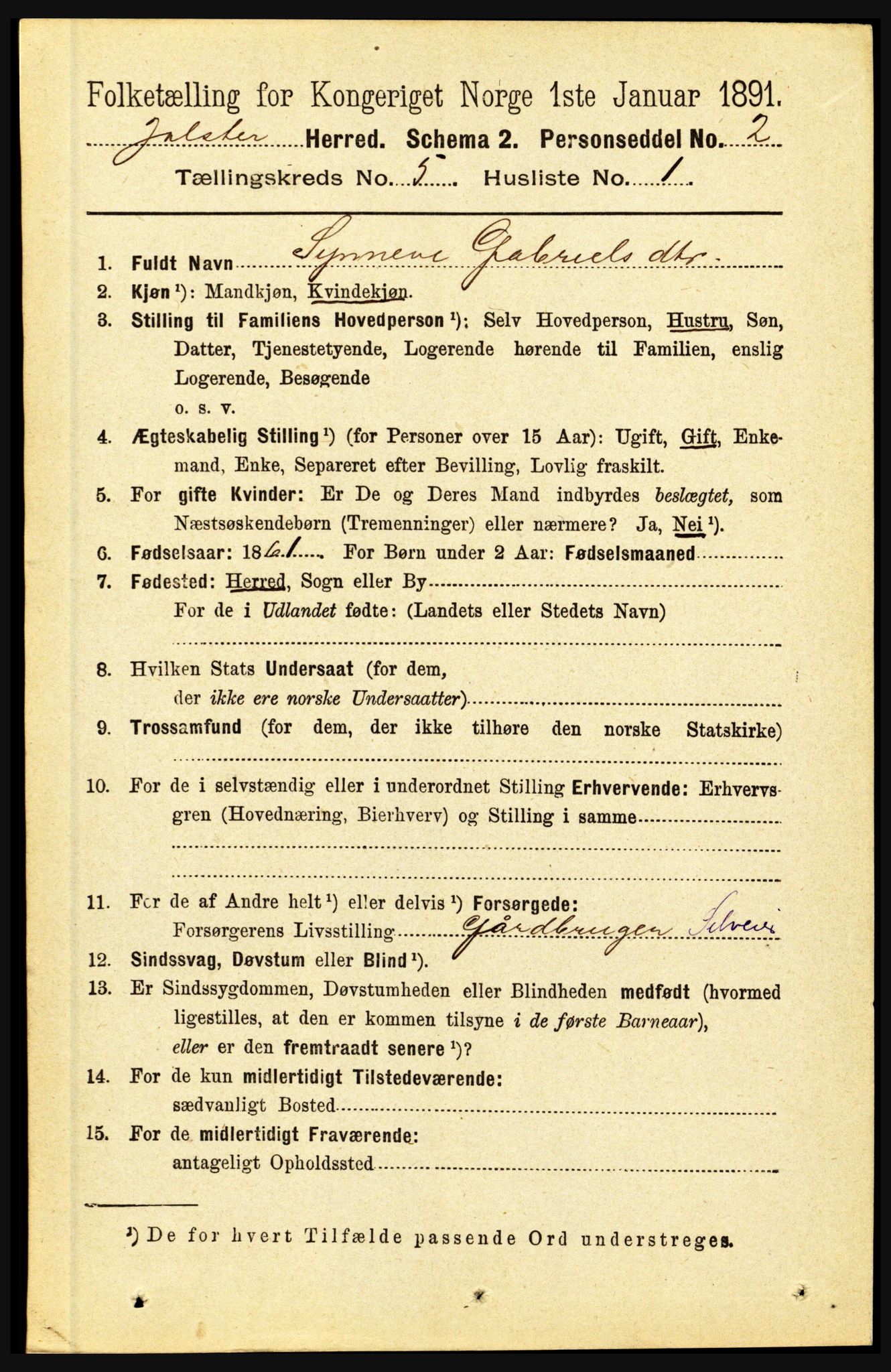 RA, 1891 census for 1431 Jølster, 1891, p. 1782