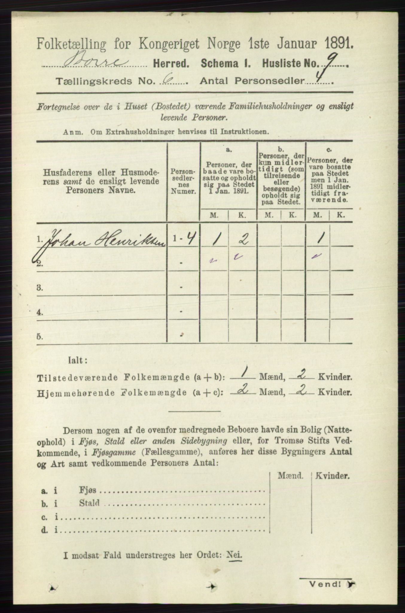 RA, 1891 census for 0717 Borre, 1891, p. 2541