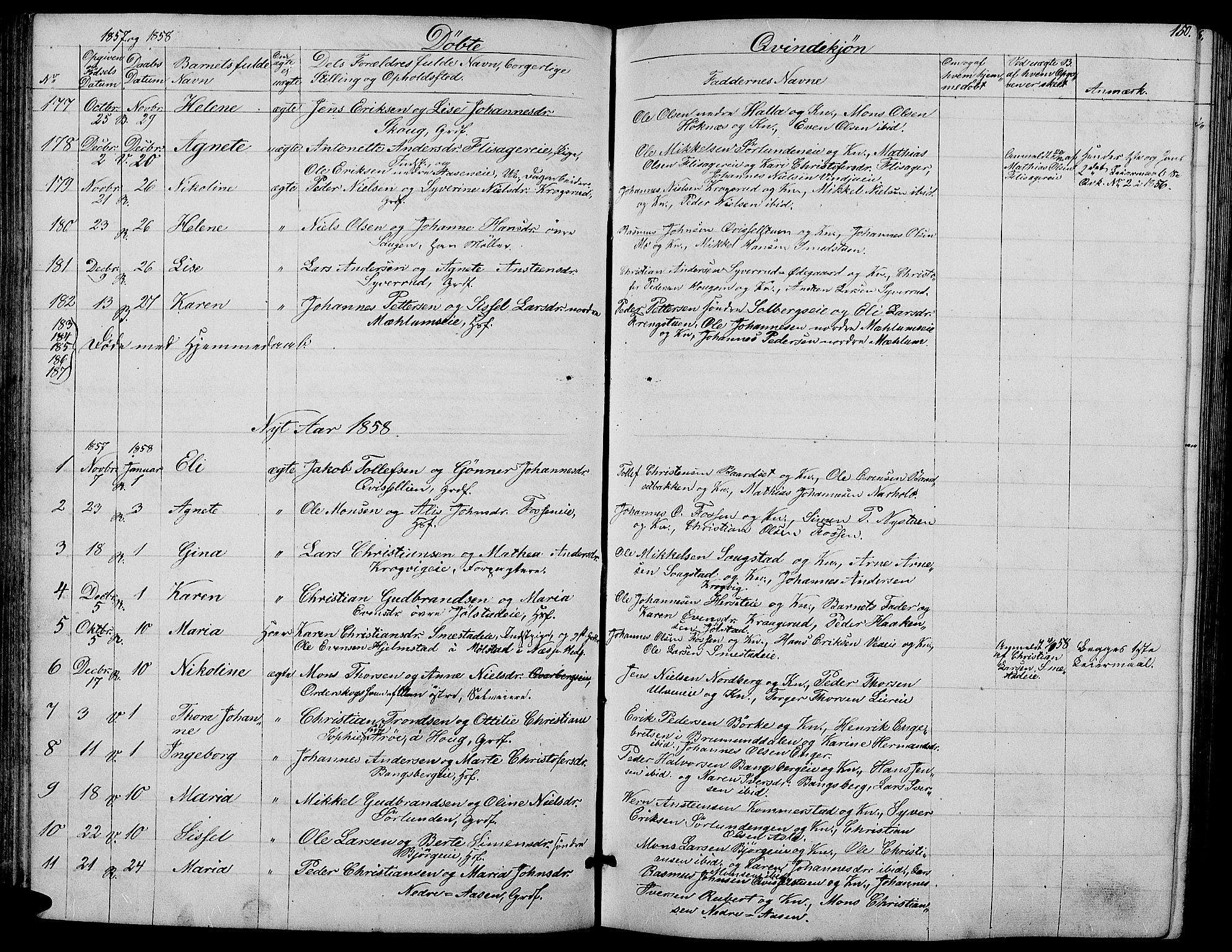 Ringsaker prestekontor, AV/SAH-PREST-014/L/La/L0006: Parish register (copy) no. 6, 1851-1860, p. 150