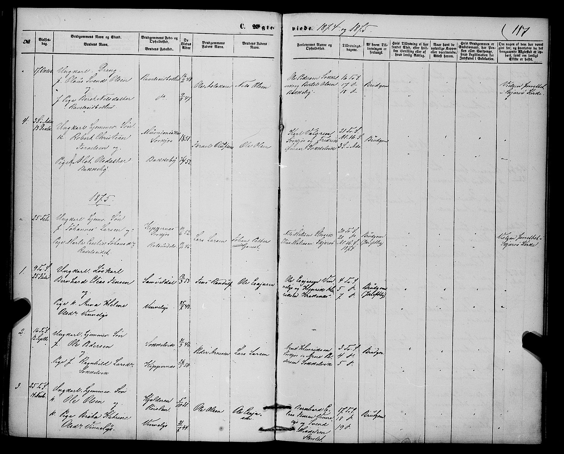 Skjervøy sokneprestkontor, SATØ/S-1300/H/Ha/Haa/L0013kirke: Parish register (official) no. 13, 1863-1877, p. 117