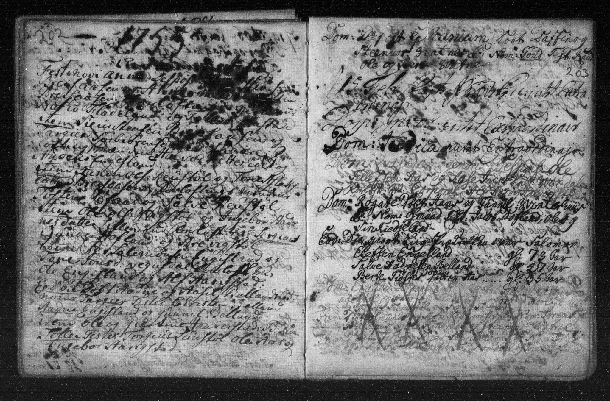 Herefoss sokneprestkontor, AV/SAK-1111-0019/F/Fa/Fab/L0001: Parish register (official) no. A 1, 1704-1779, p. 202-203