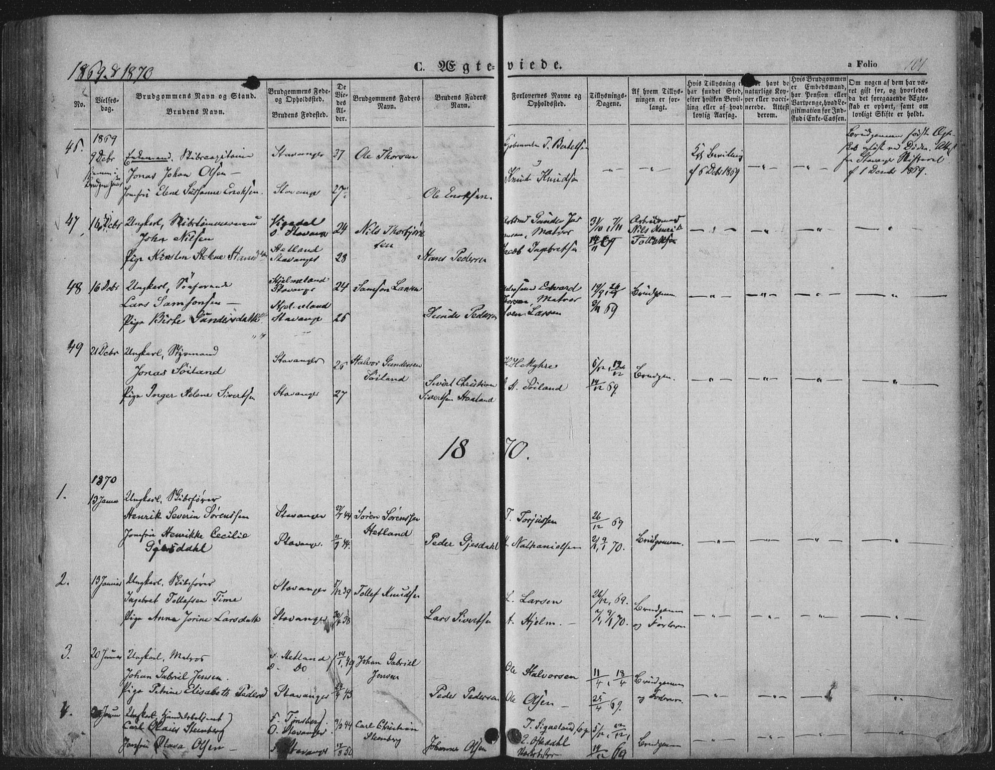 Domkirken sokneprestkontor, SAST/A-101812/001/30/30BA/L0019: Parish register (official) no. A 18, 1857-1877, p. 101