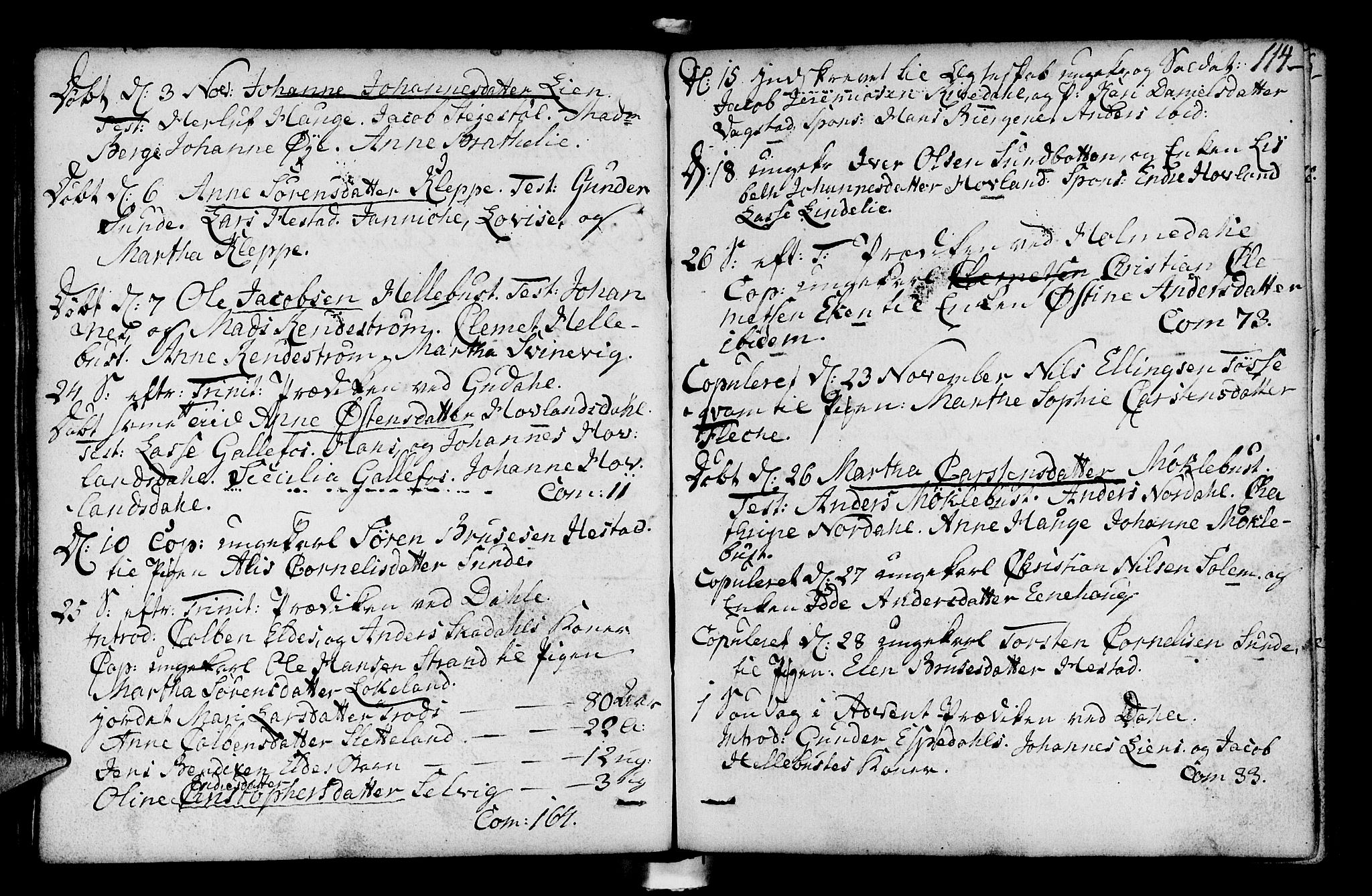 Fjaler sokneprestembete, AV/SAB-A-79801/H/Haa/Haaa/L0003: Parish register (official) no. A 3, 1799-1814, p. 114