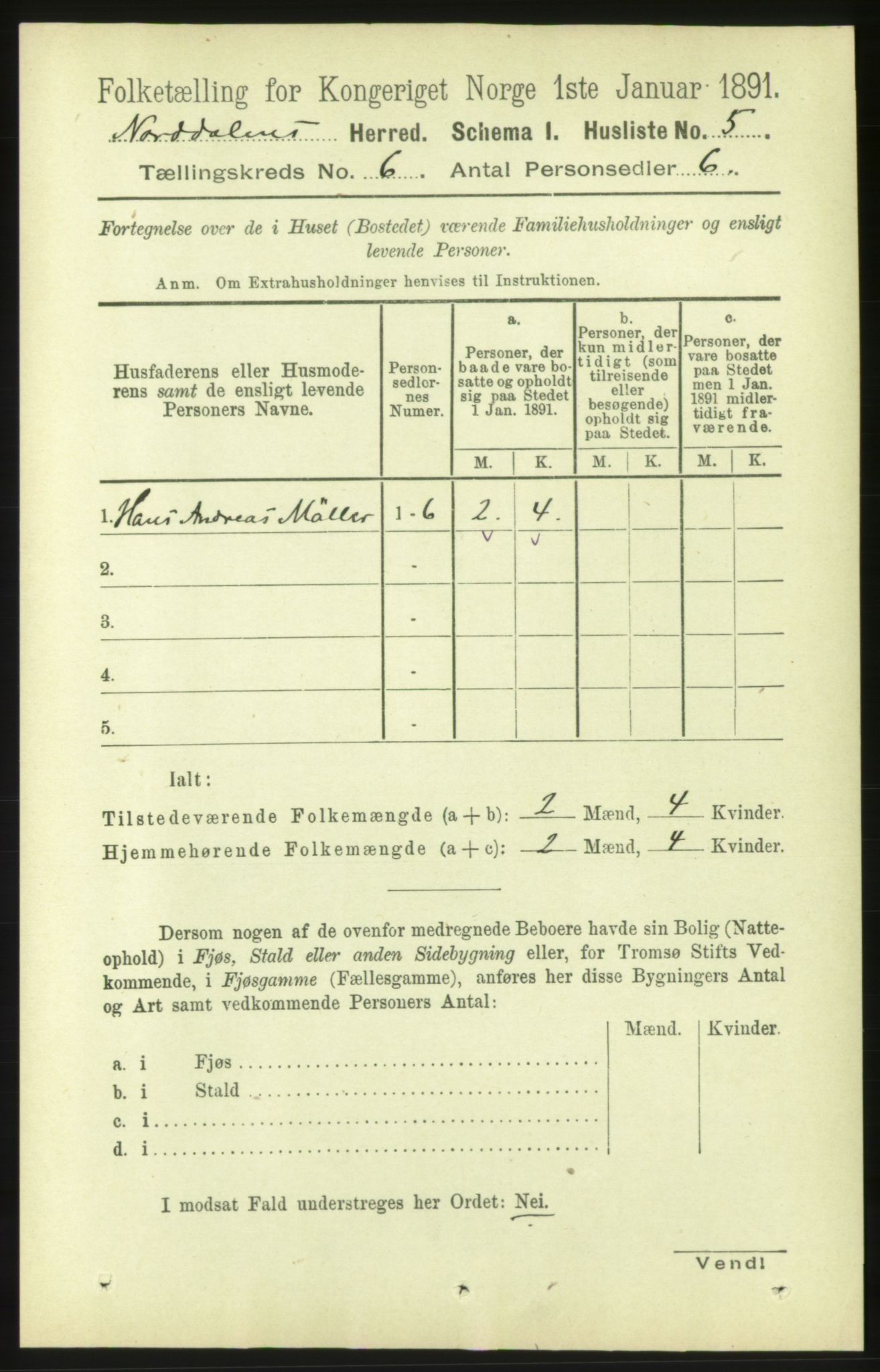 RA, 1891 census for 1524 Norddal, 1891, p. 1149